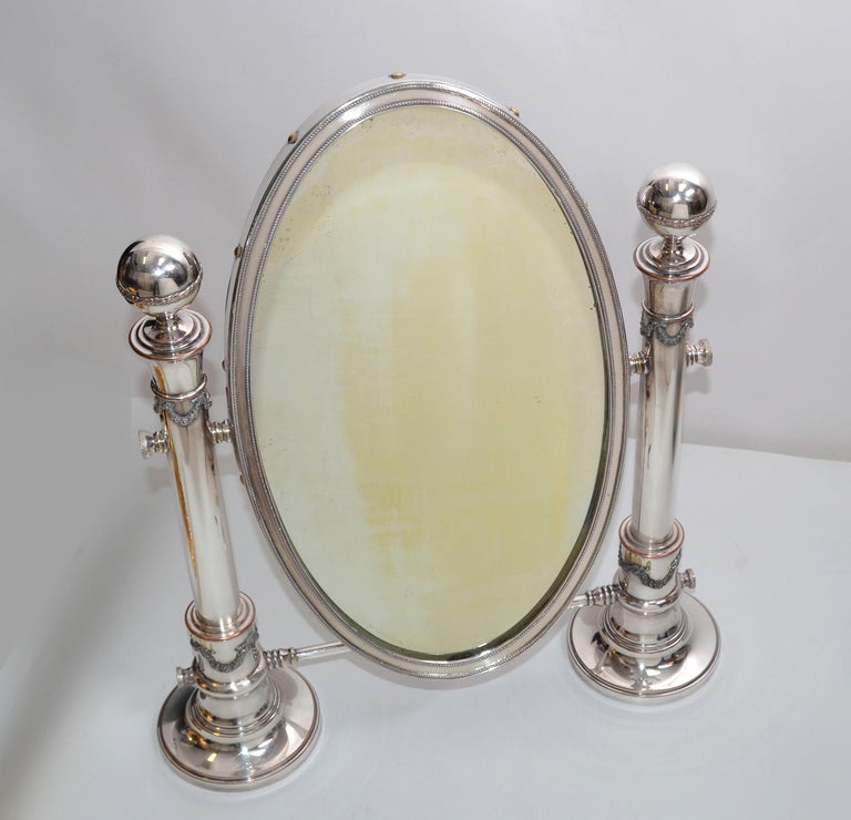 British Colonial Antique 1910 Sheffield England Oval Vanity Mirror