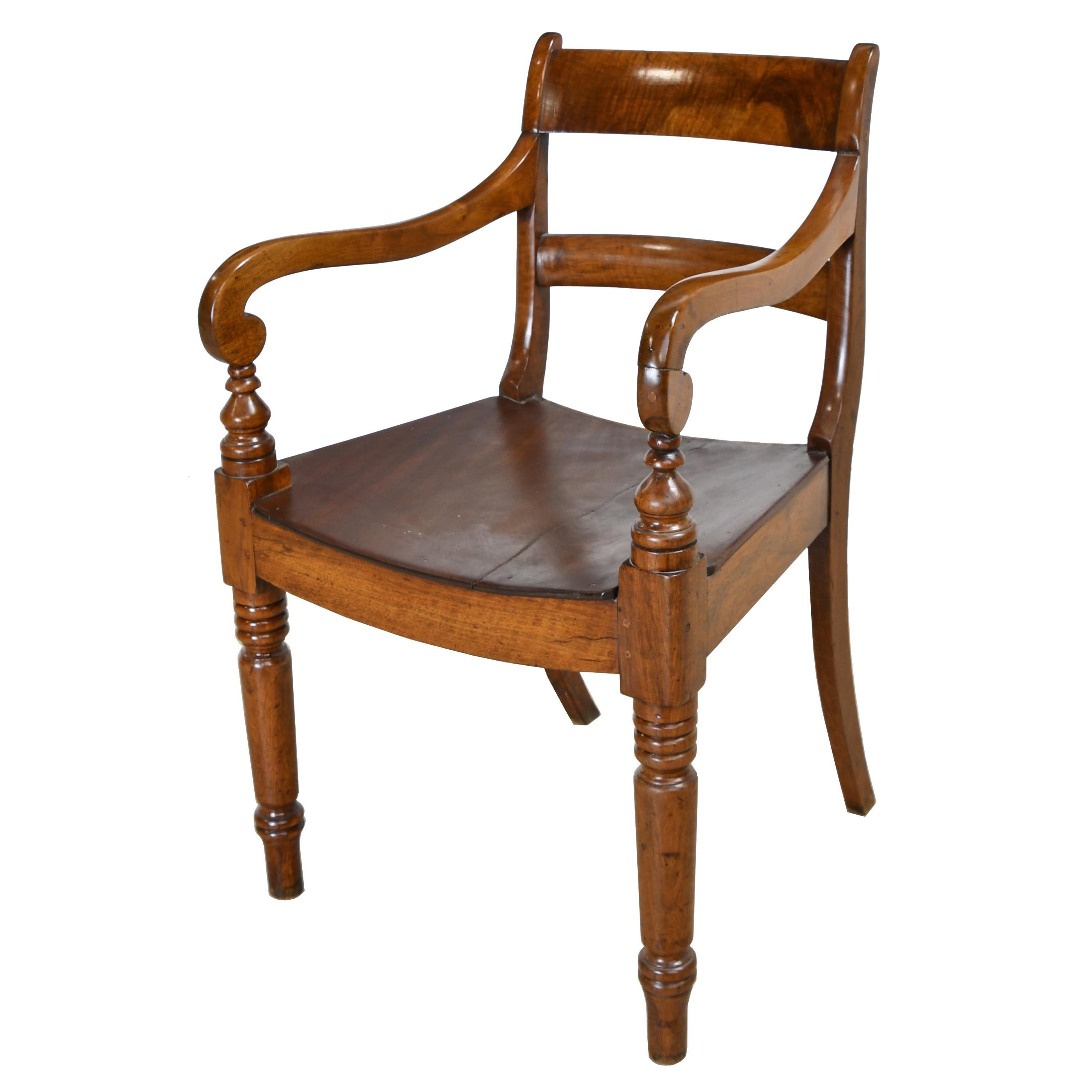 British Colonial Desk Chair/ Armchair in Walnut, circa 1830 4