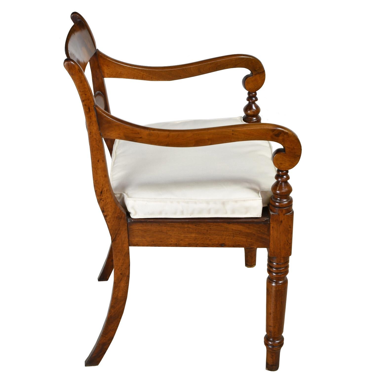 Hand-Crafted British Colonial Desk Chair/ Armchair in Walnut, circa 1830