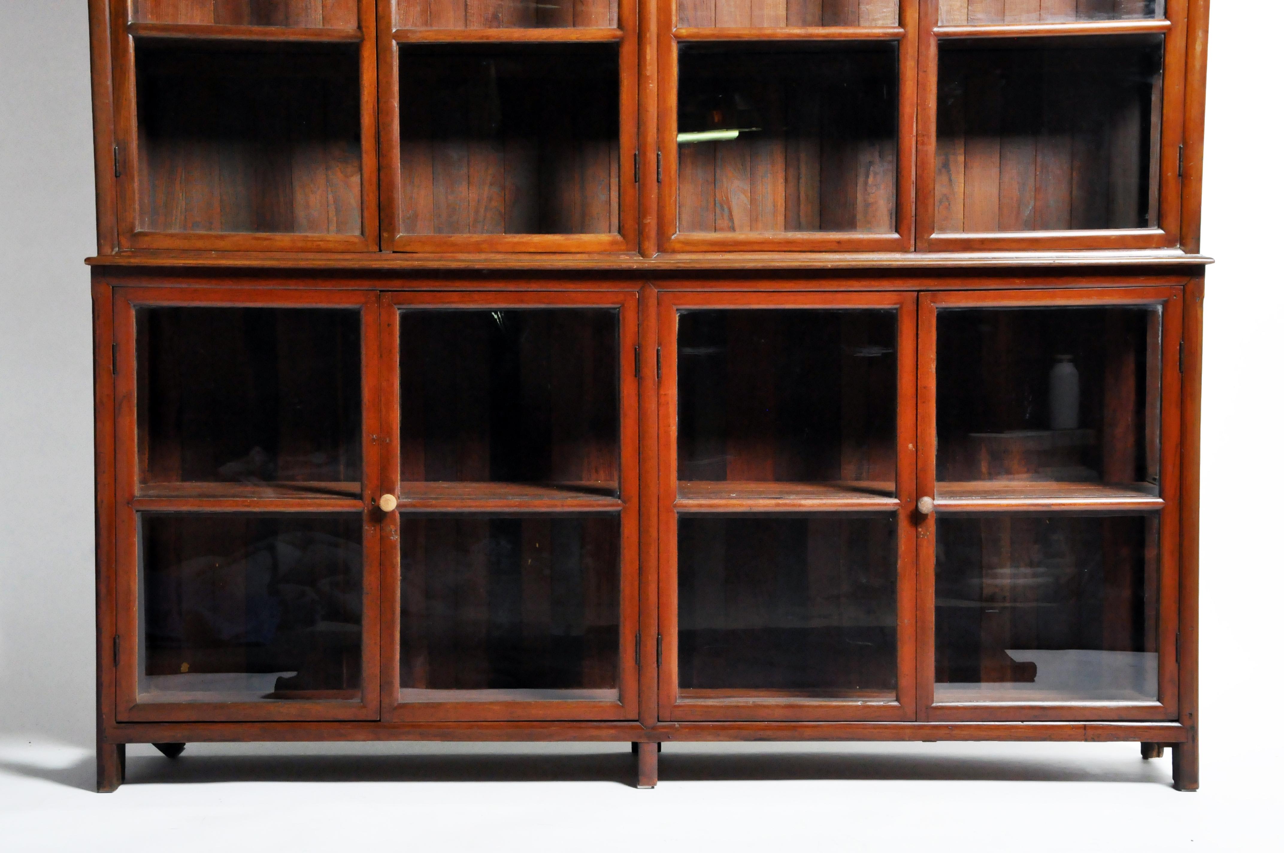 British Colonial Art Deco Breakfront Bookcase with Four Pairs of Doors 1