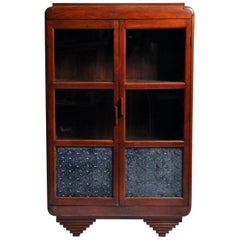 Vintage British Colonial Art Deco Display Cabinet