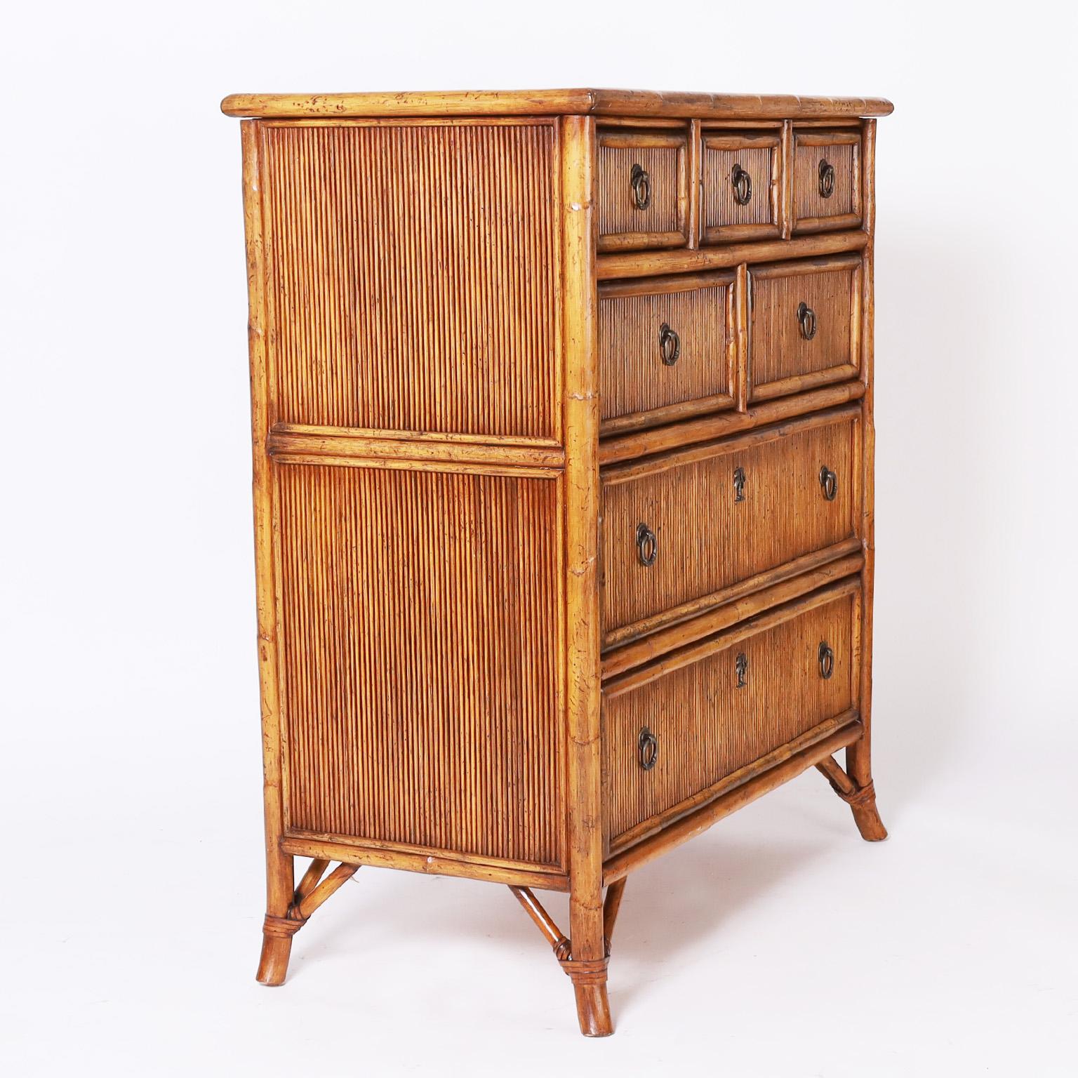American British Colonial Bamboo and Reed Chest