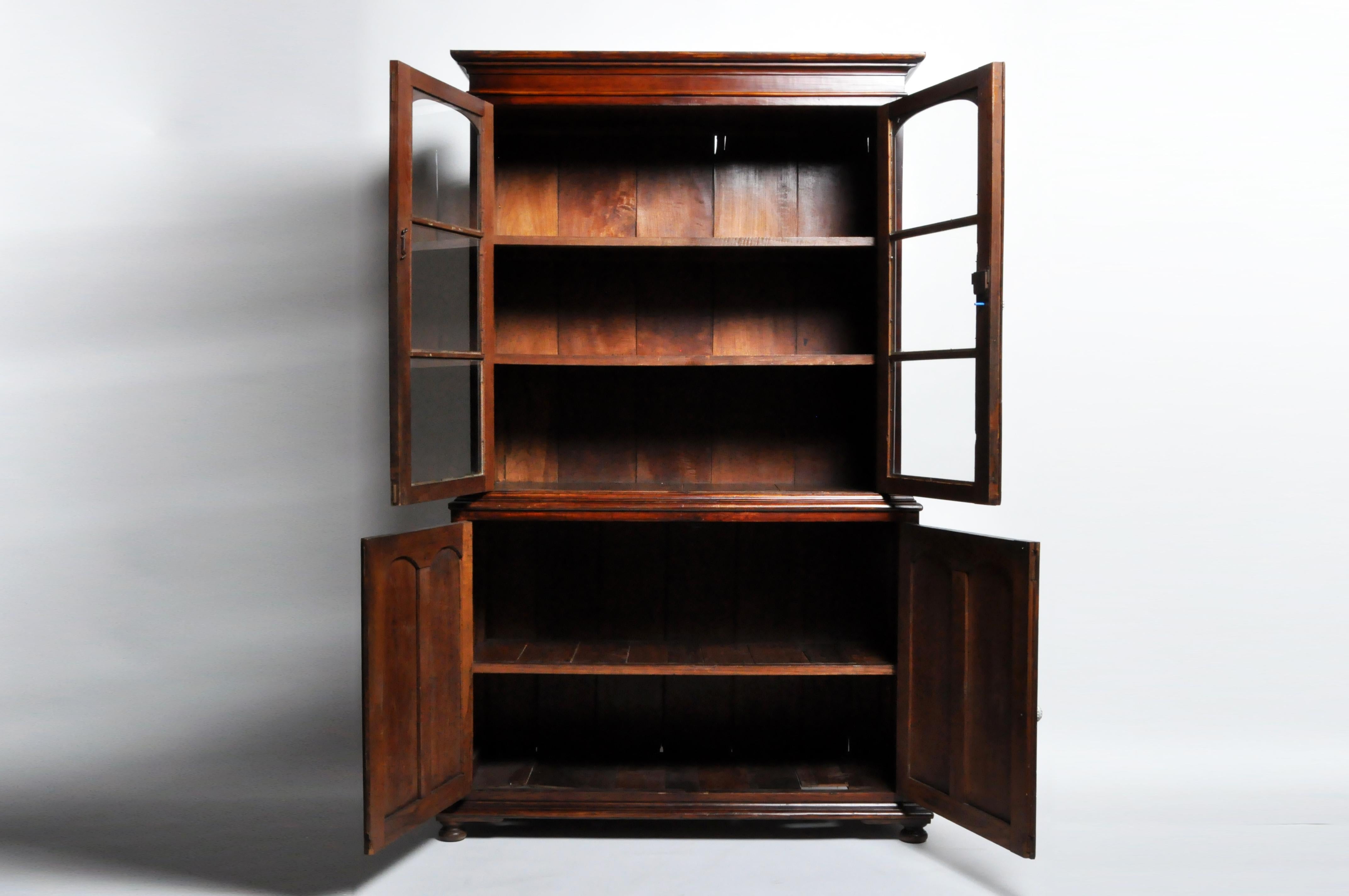 British Colonial Bookcase in Two Sections In Good Condition In Chicago, IL