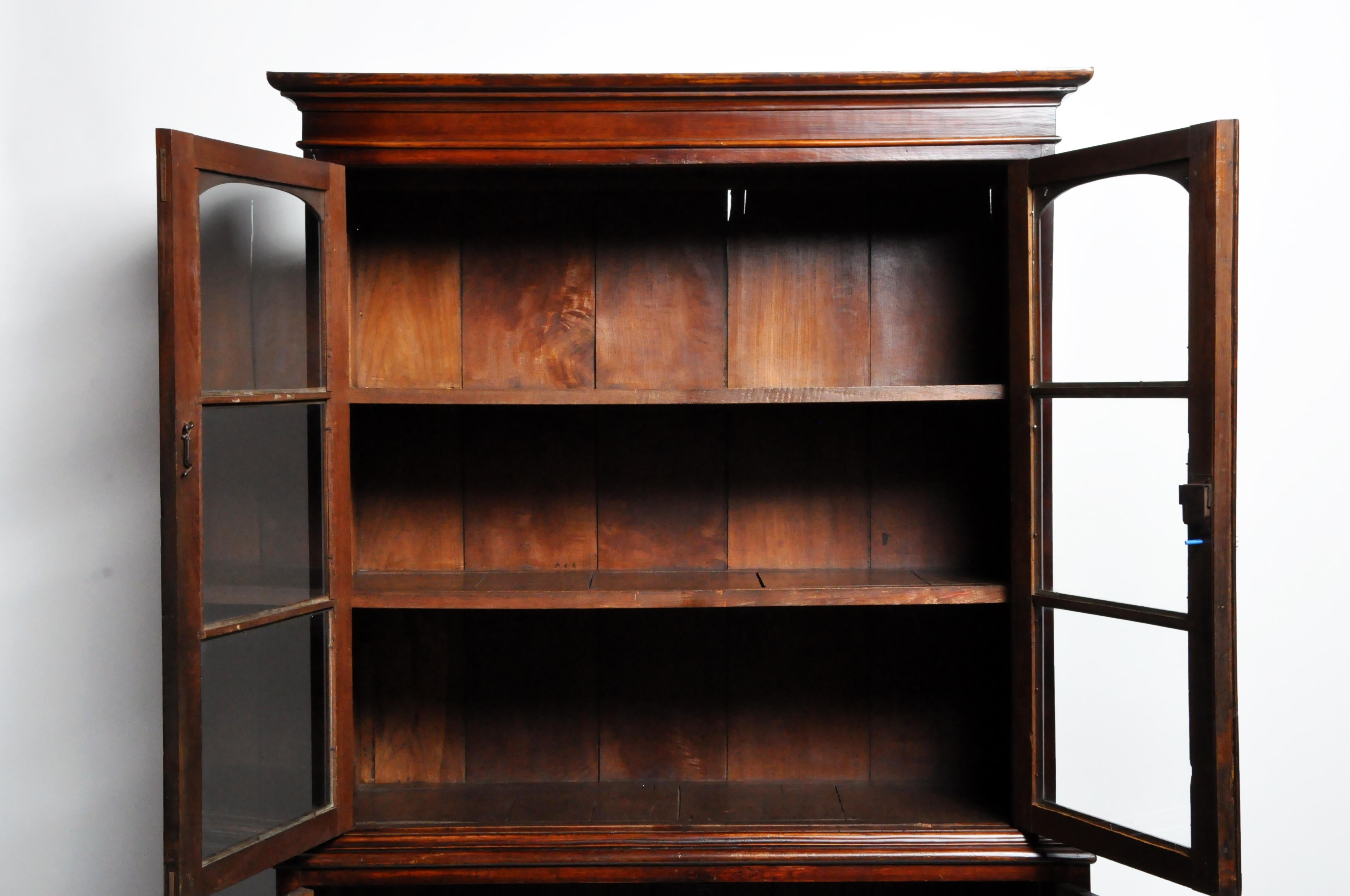 20th Century British Colonial Bookcase in Two Sections