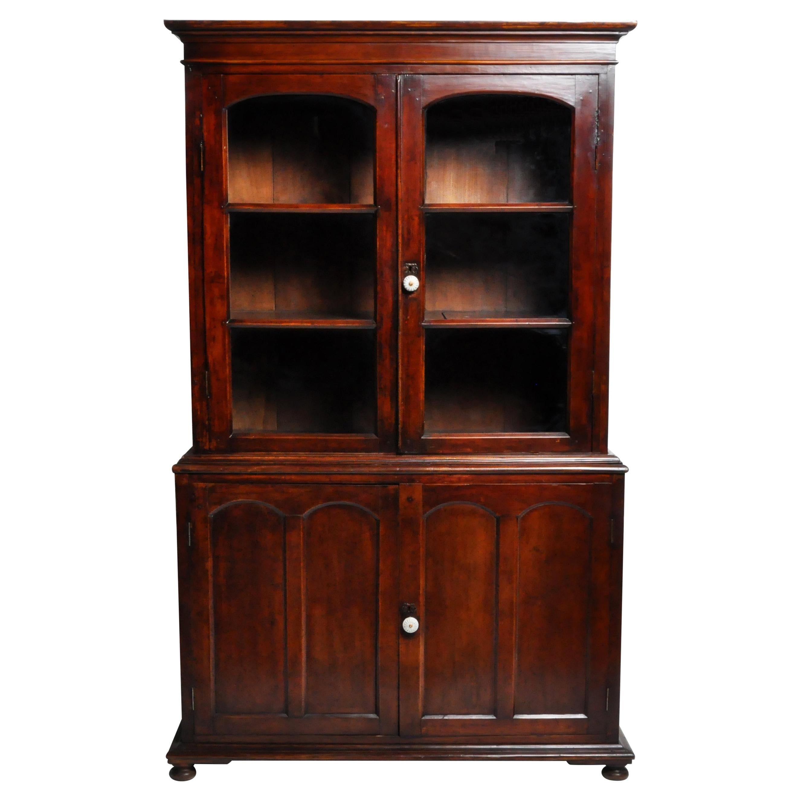 British Colonial Bookcase in Two Sections at 1stDibs