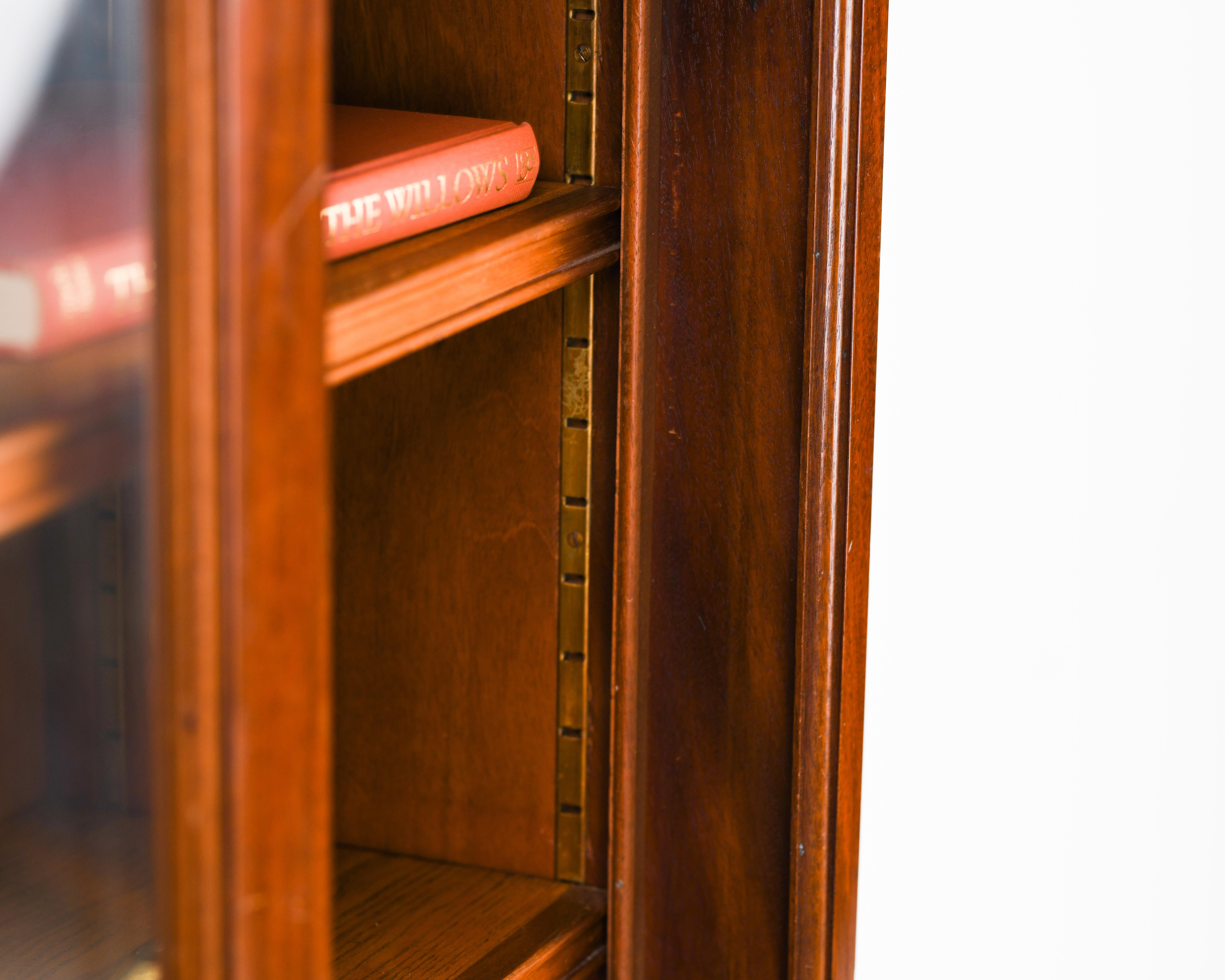 British Colonial Bookcase Sliding Teak Doors, 1950s For Sale 1