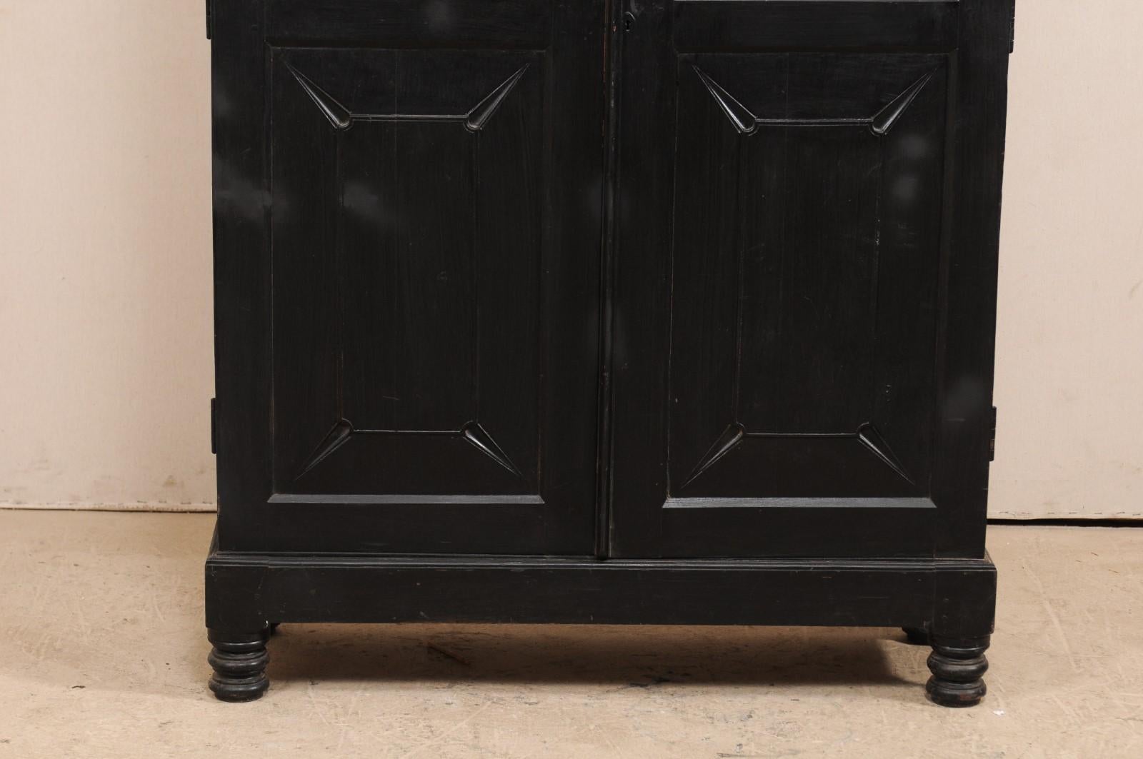 British Colonial Cabinet from the Mid-20th Century in Rich Black Color In Good Condition In Atlanta, GA