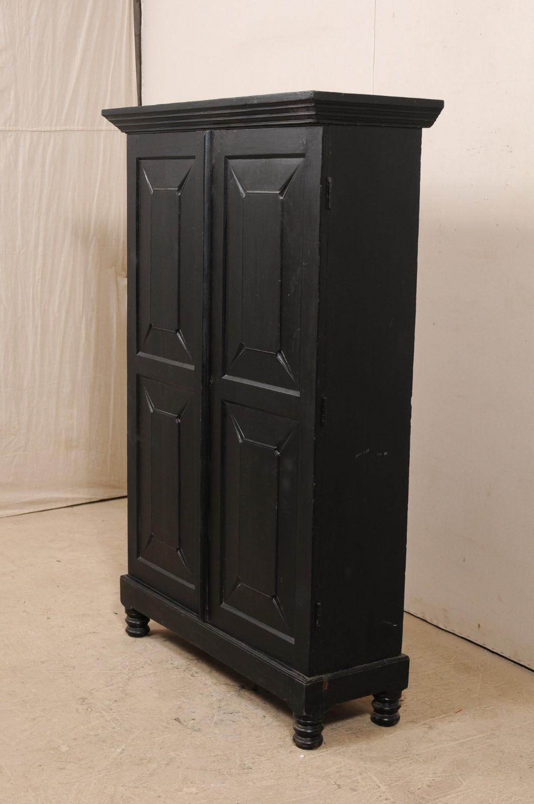 Wood British Colonial Cabinet from the Mid-20th Century in Rich Black Color