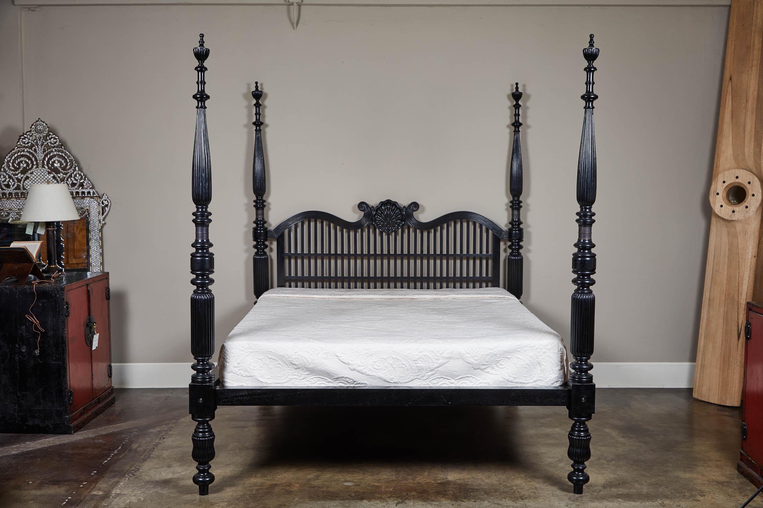 American British Colonial California King Shell Bed, Susanne Hollis Collection For Sale