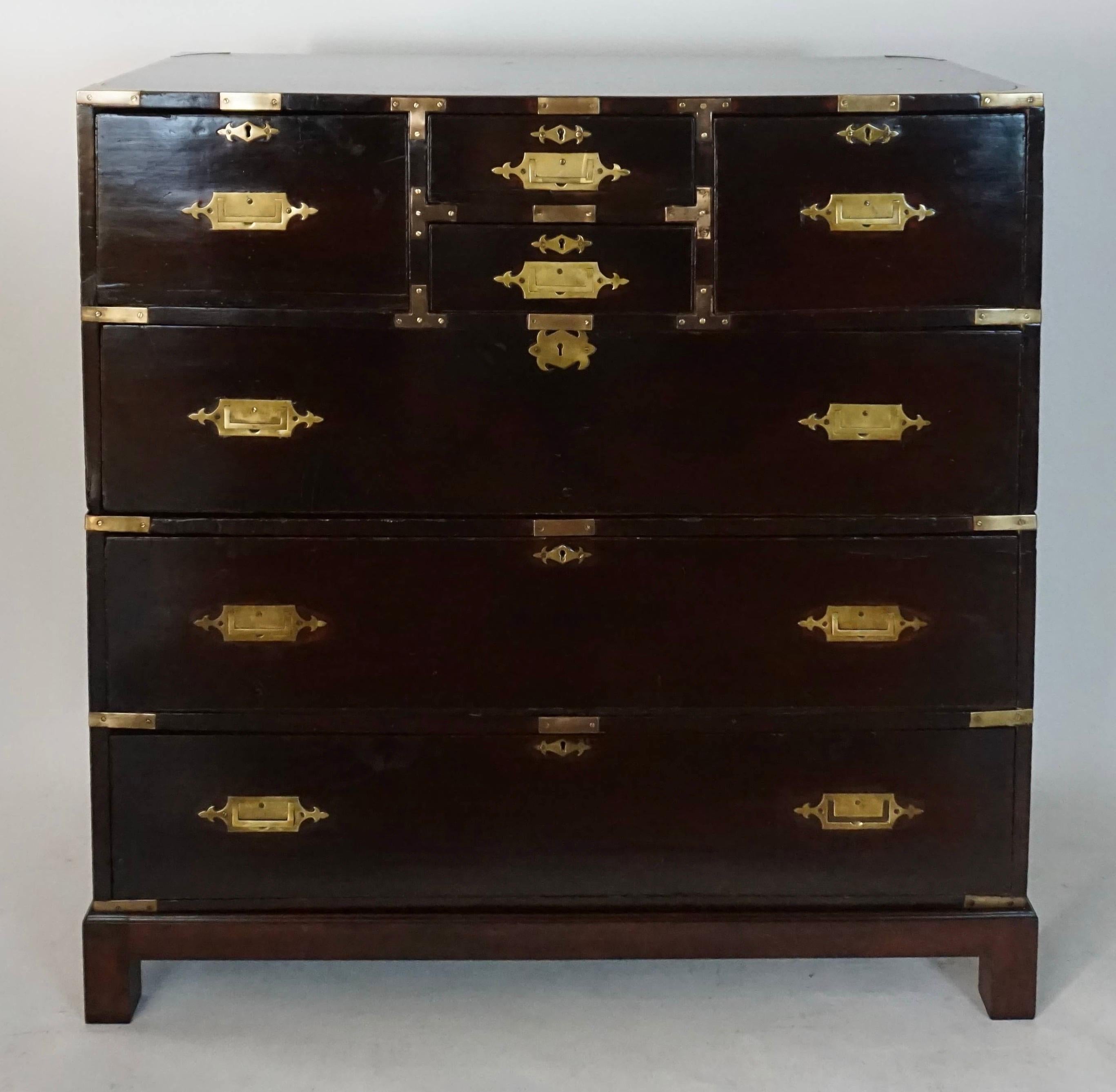 Brass British Colonial Campaign Chest of Drawers, circa 1840
