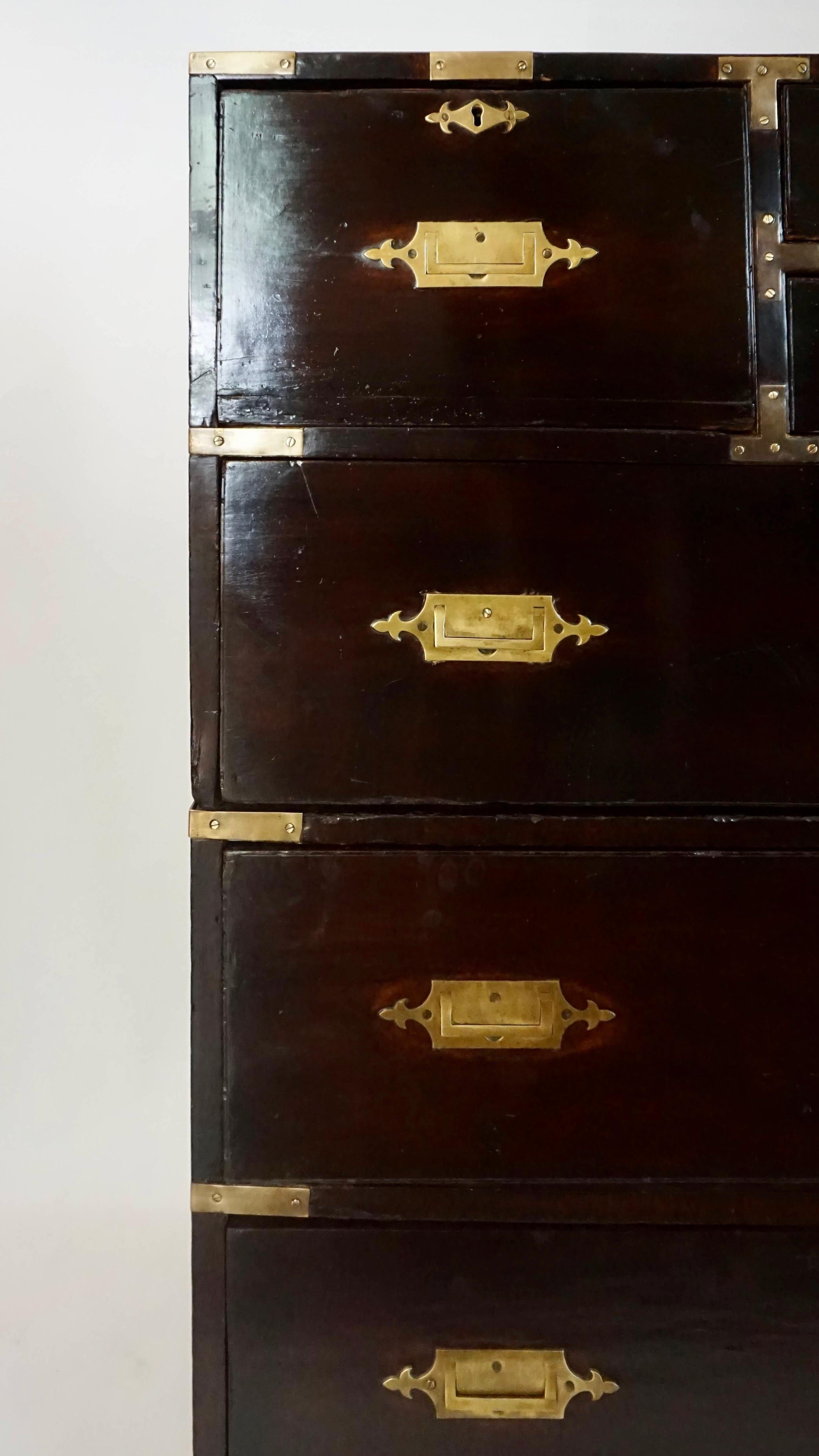 British Colonial Campaign Chest of Drawers, circa 1840 1