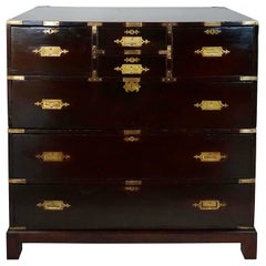 Antique British Colonial Campaign Chest of Drawers, circa 1840