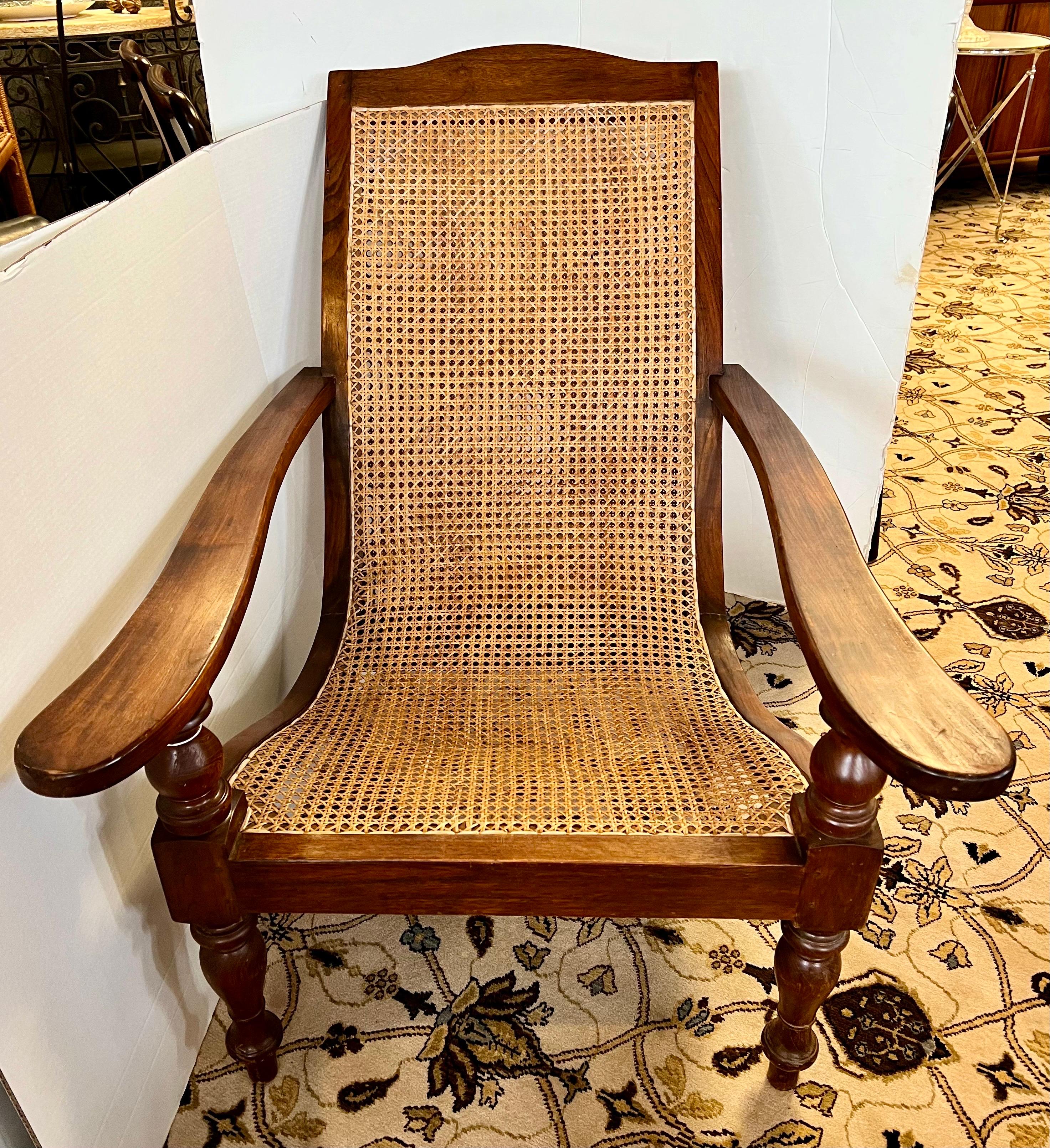 British Colonial Cane Plantation Chair and Matching Ottoman 1