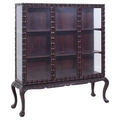 British Colonial Carved Claw Foot China Cabinet
