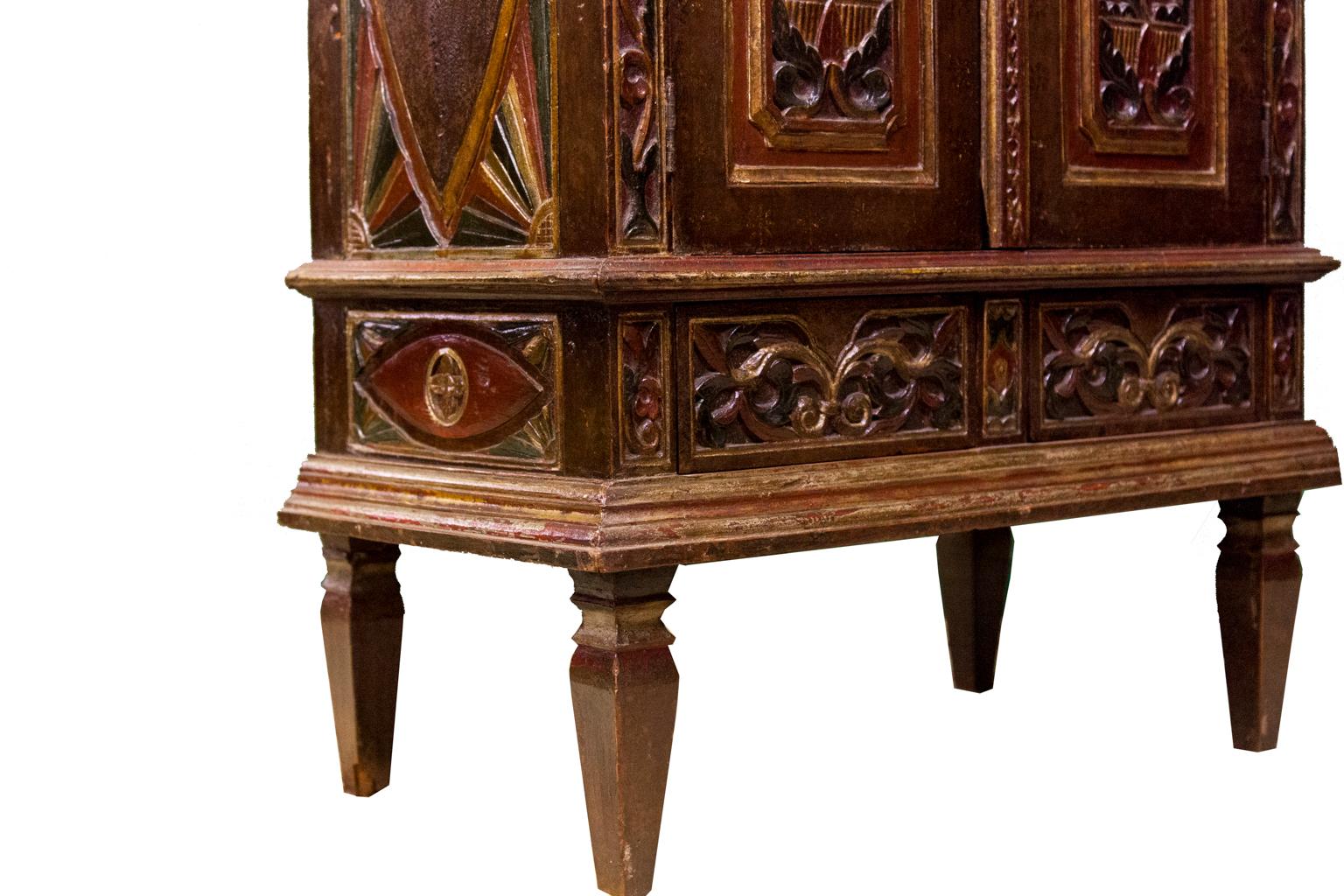 Mid-19th Century British Colonial Carved Dome Top Cupboard For Sale