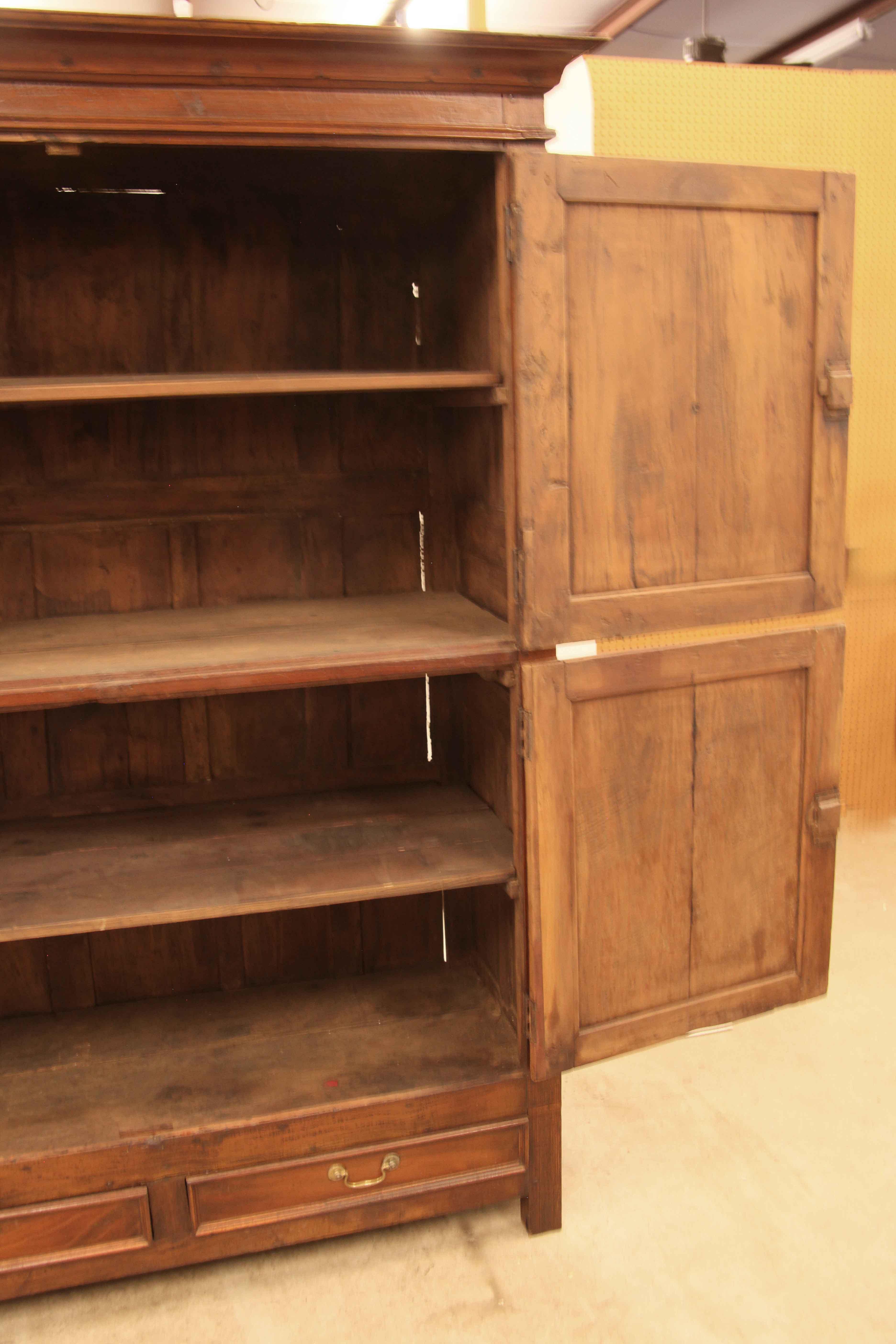 British Colonial Carved Teak Linen Press For Sale 5