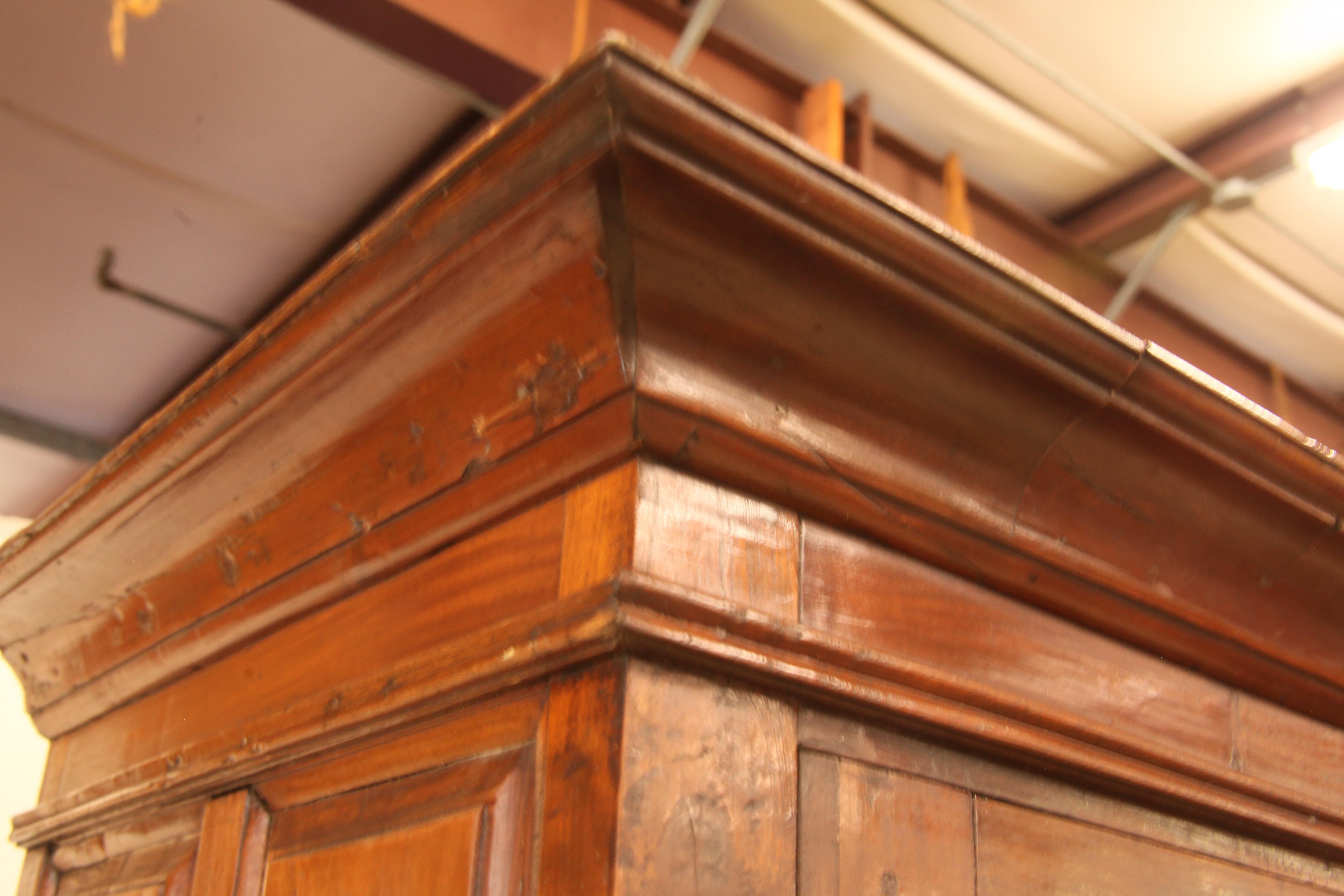 British Colonial Carved Teak Linen Press For Sale 6
