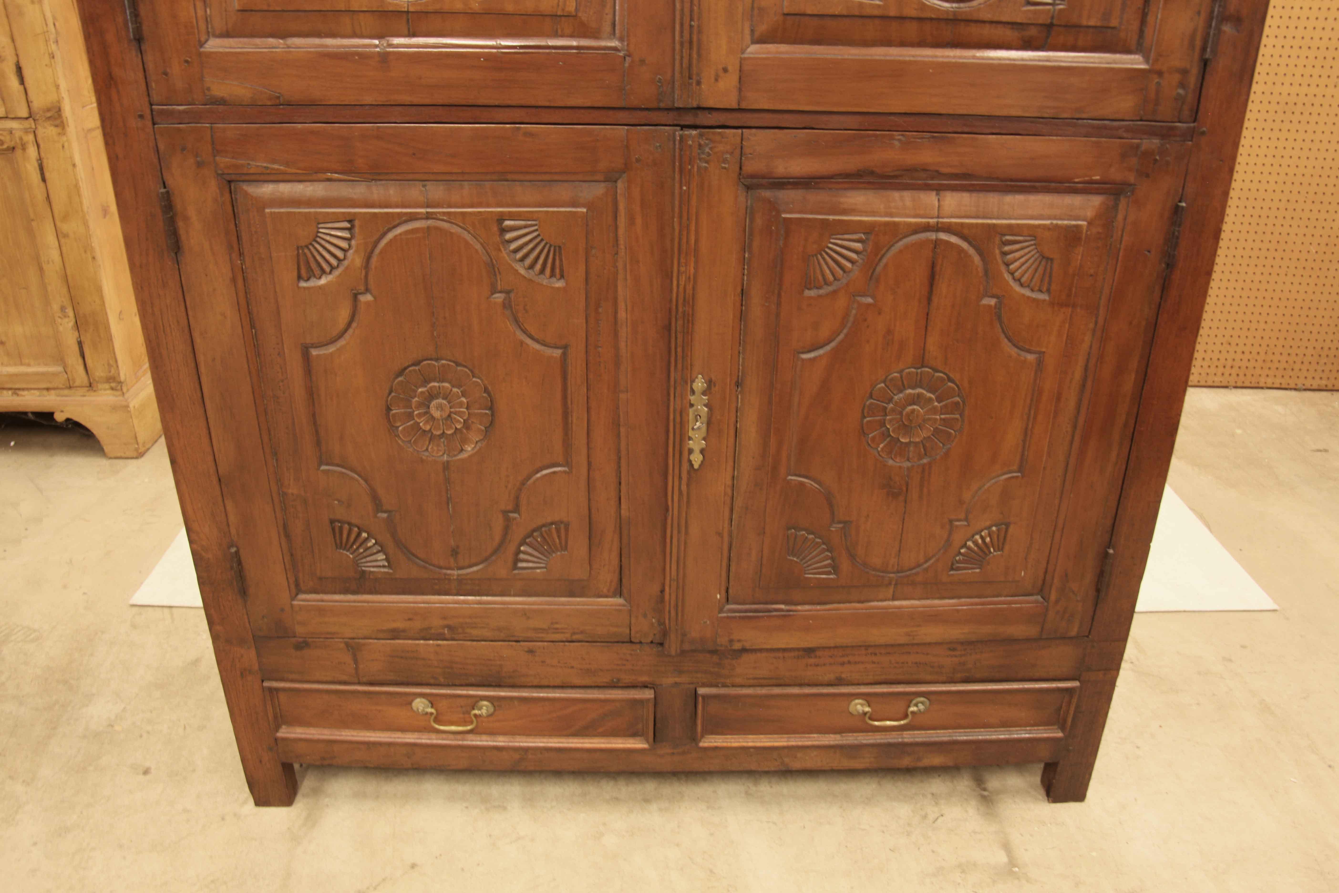 British Colonial Carved Teak Linen Press For Sale 8