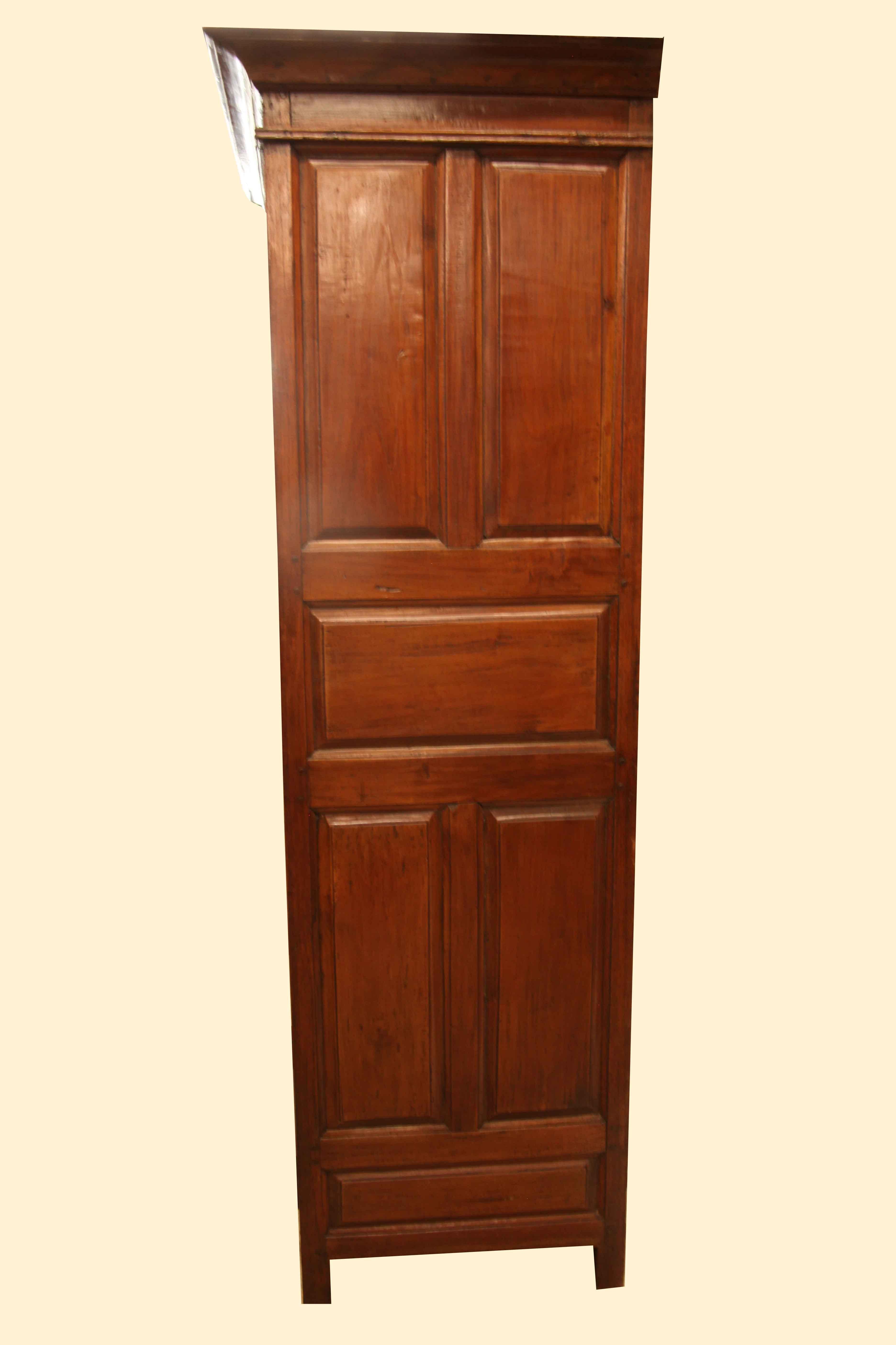 Hand-Carved British Colonial Carved Teak Linen Press For Sale