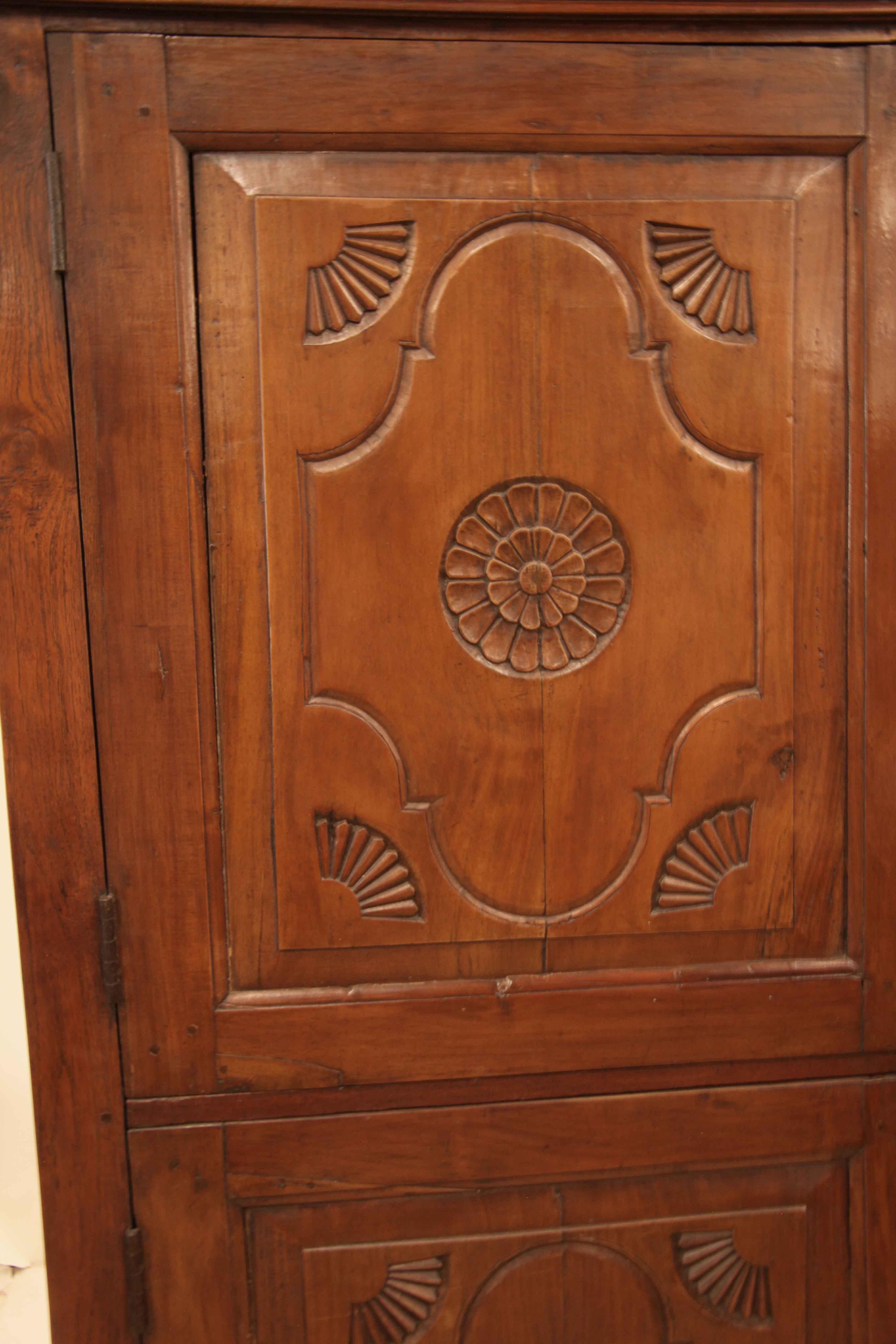 Brass British Colonial Carved Teak Linen Press For Sale