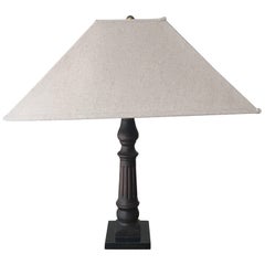 British Colonial, Ceylonese, Mahogany Fluted Column Lamp, circa 1900