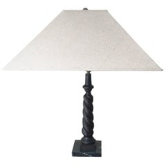 British Colonial, Ceylonese, Mahogany Twisted Column Lamp, circa 1900