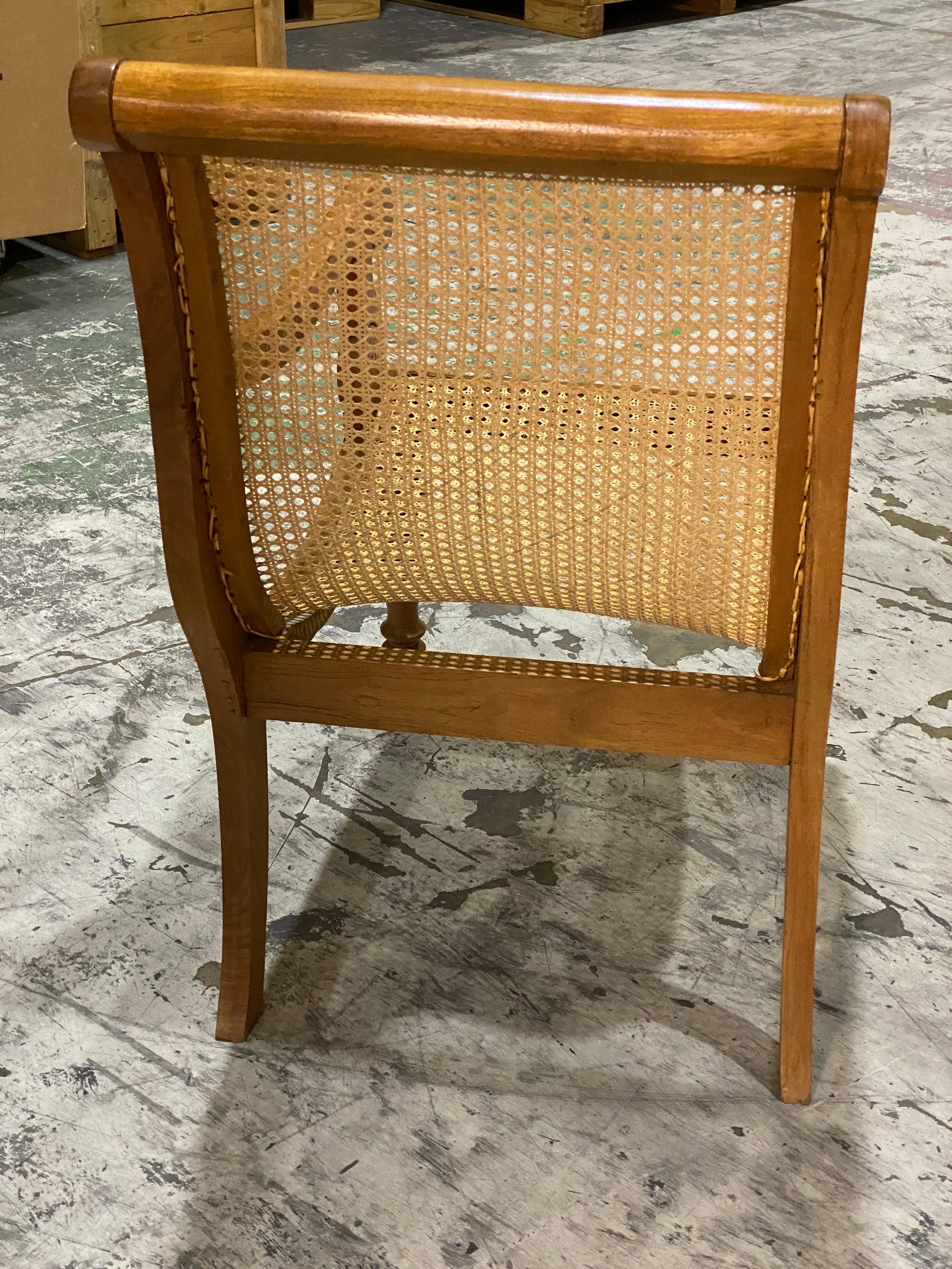 British Colonial Ceylonese Solid Satinwood & Hand Cane Armchair For Sale 1