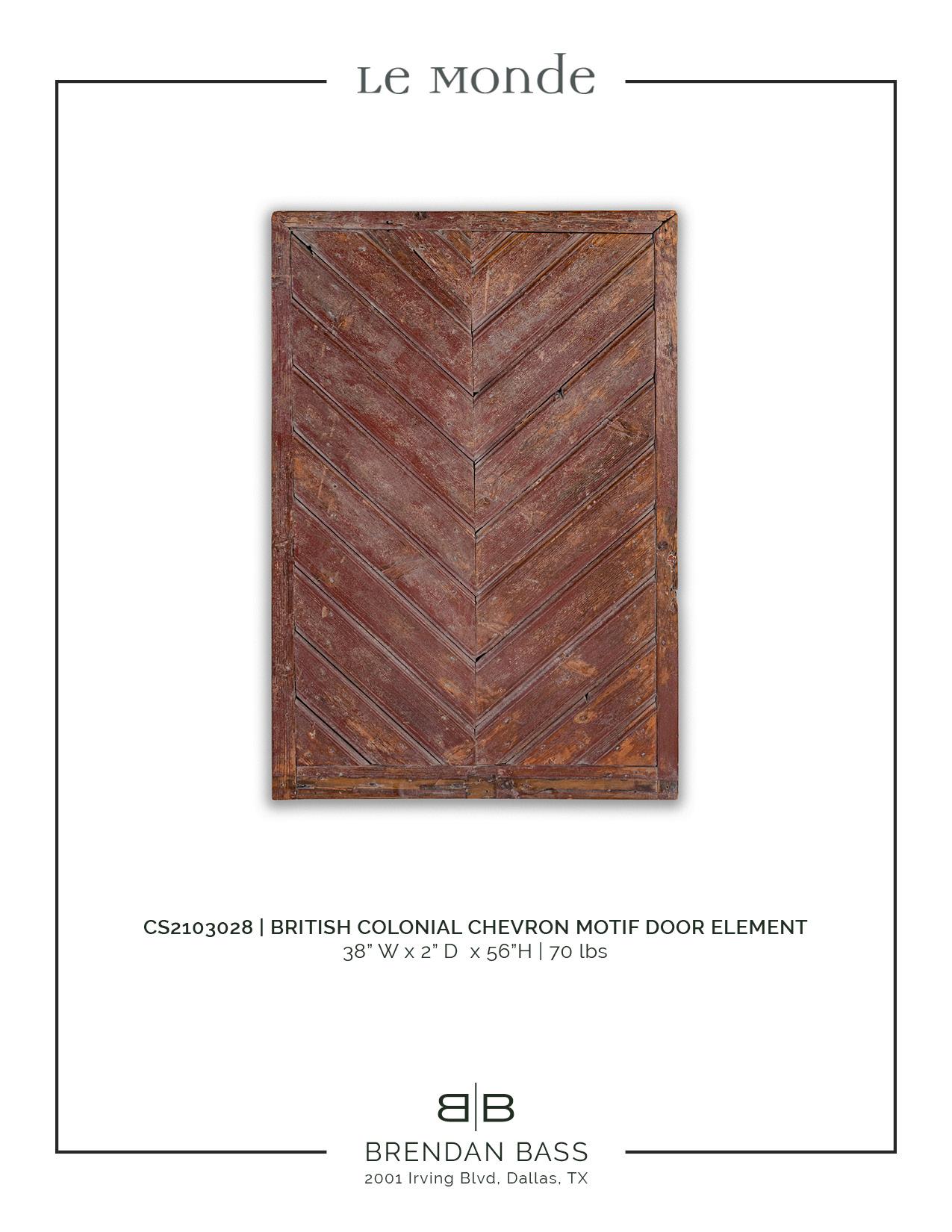 Paint British Colonial Chevron Motif Door Element For Sale