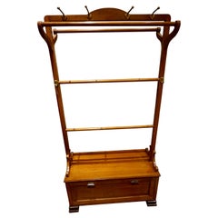 British Colonial Coat Rack Shoe Cabinet Solid Teak with Rosewood