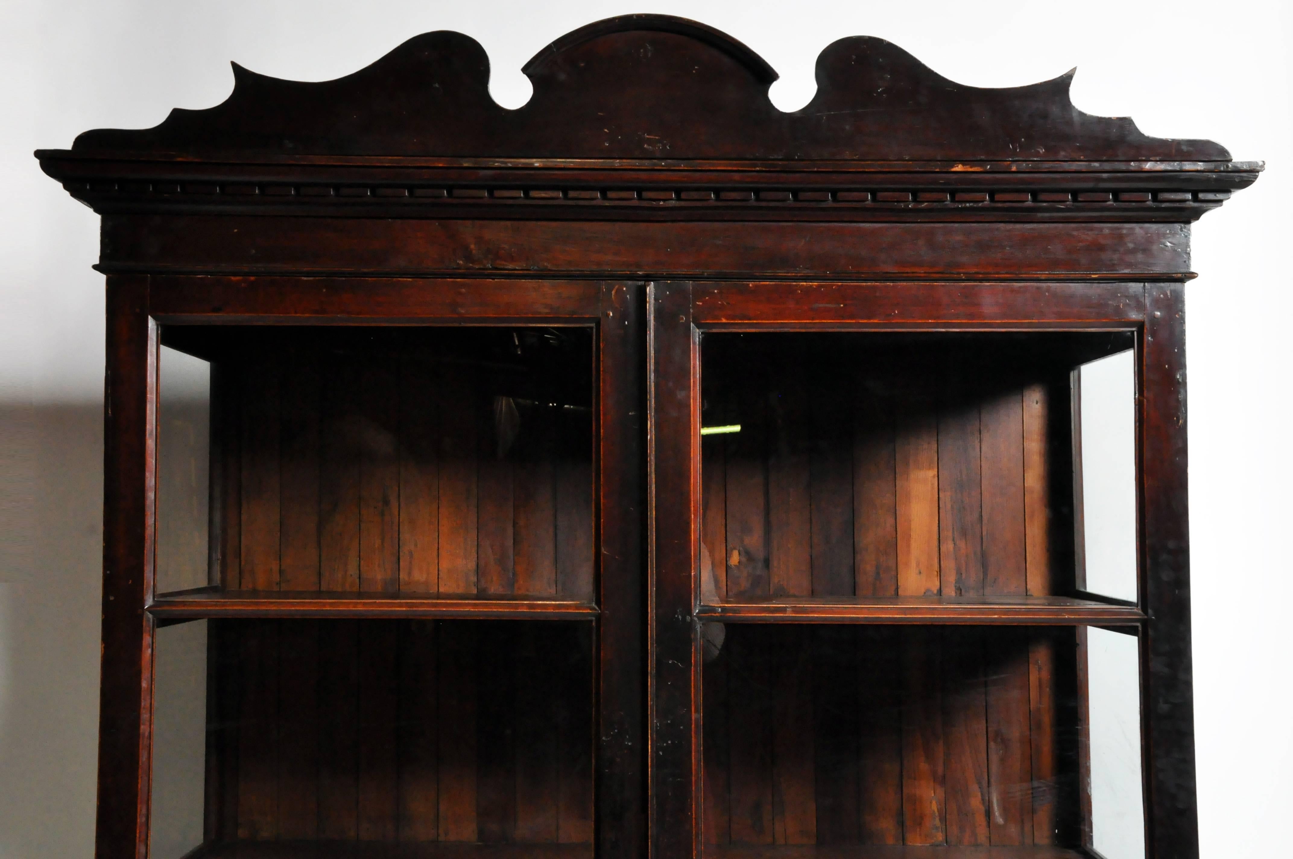 Burmese British Colonial Display Cabinet with Glazed Sides and Doors