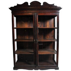 Antique British Colonial Display Cabinet with Glazed Sides and Doors