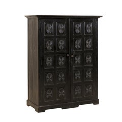 british colonial cabinet British Colonial Ebonized Wood Cabinet from Mid-20th Century