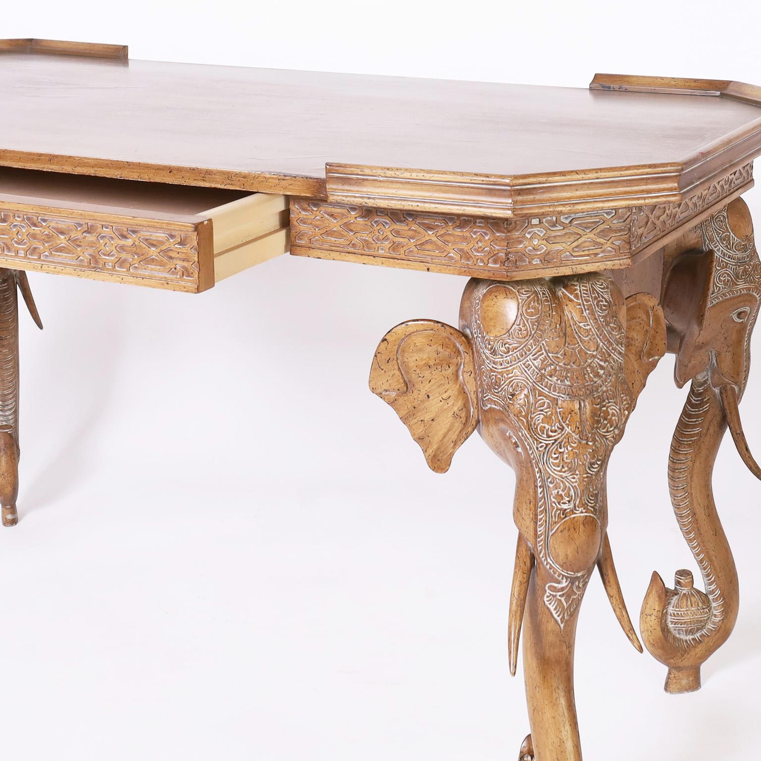 20th Century British Colonial Elephant Head Writing Desk For Sale
