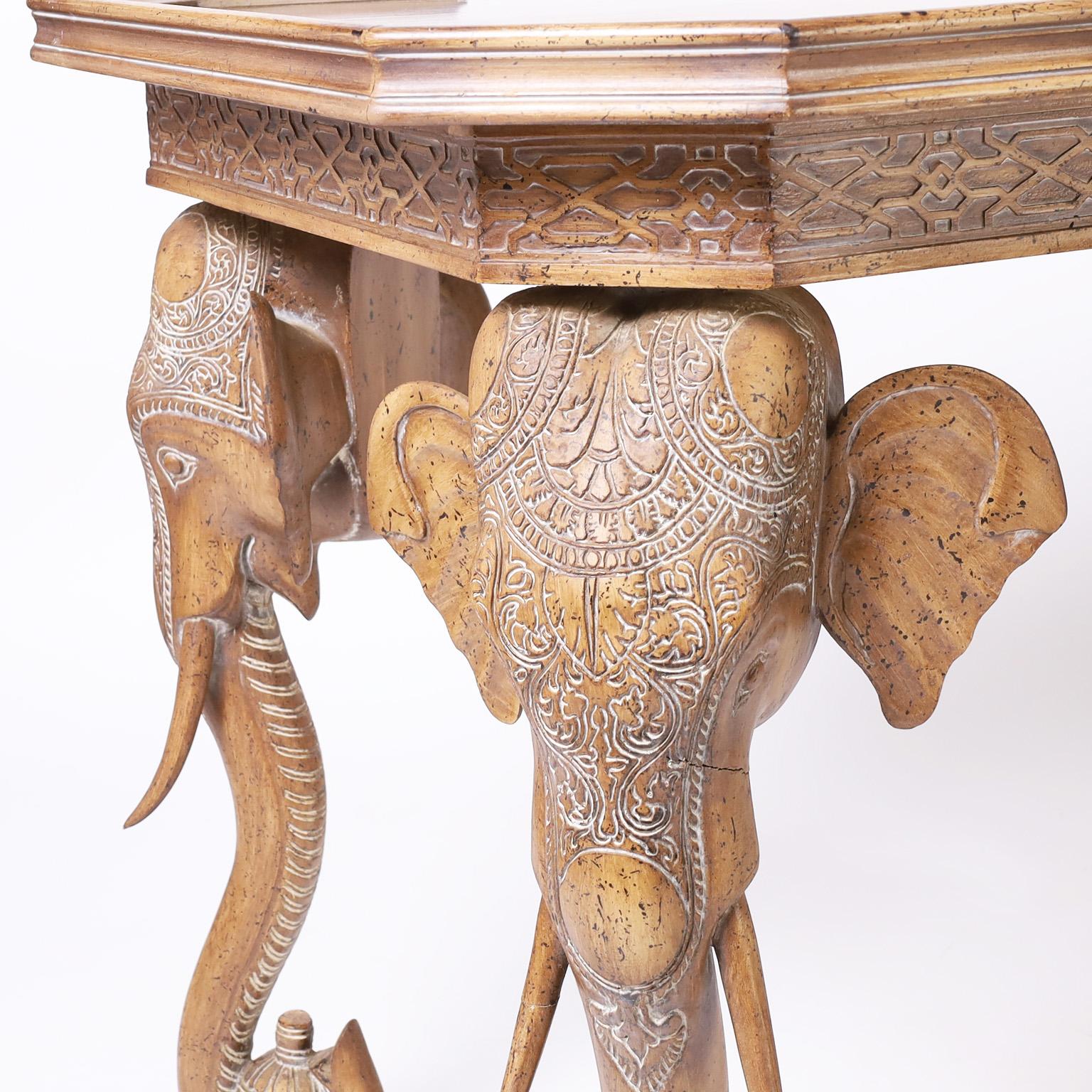 Walnut British Colonial Elephant Head Writing Desk For Sale
