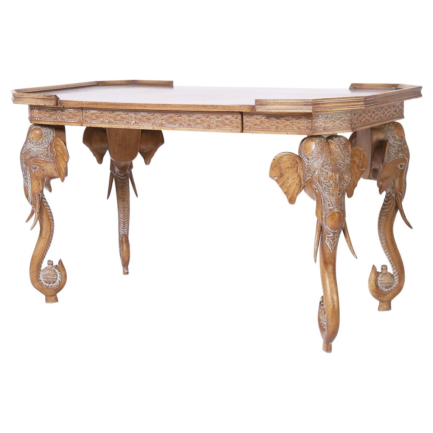 British Colonial Elephant Head Writing Desk For Sale