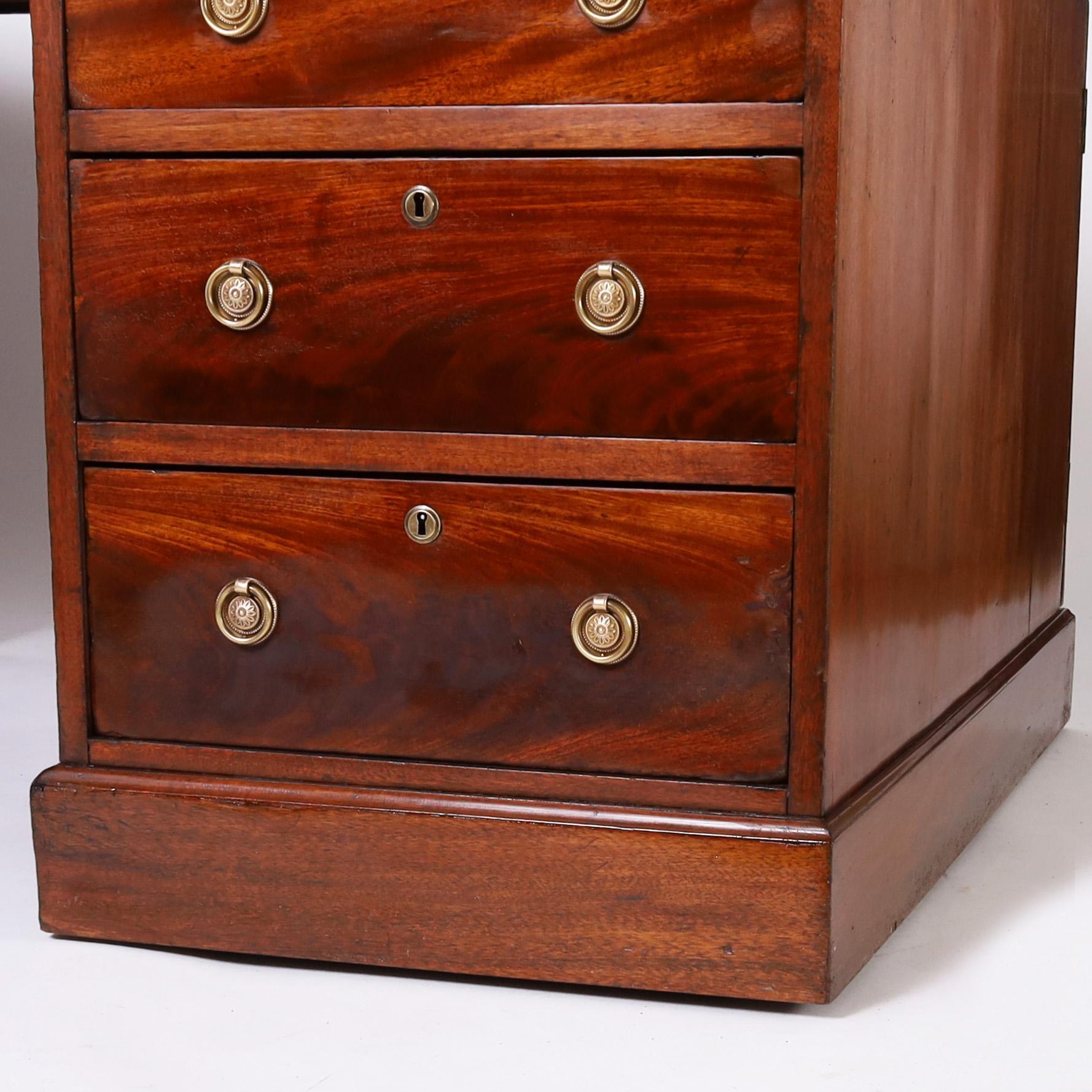 British Colonial Leather Top Partners Desk For Sale 3