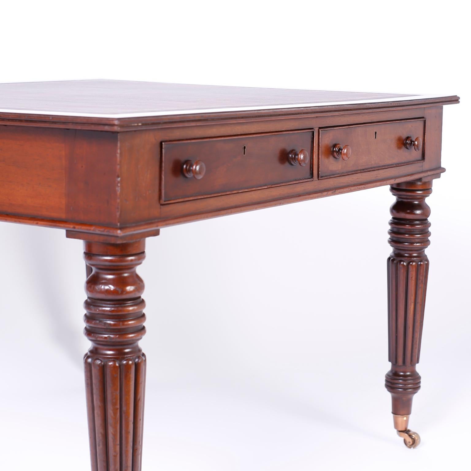 English British Colonial Leather Top Partners Desk