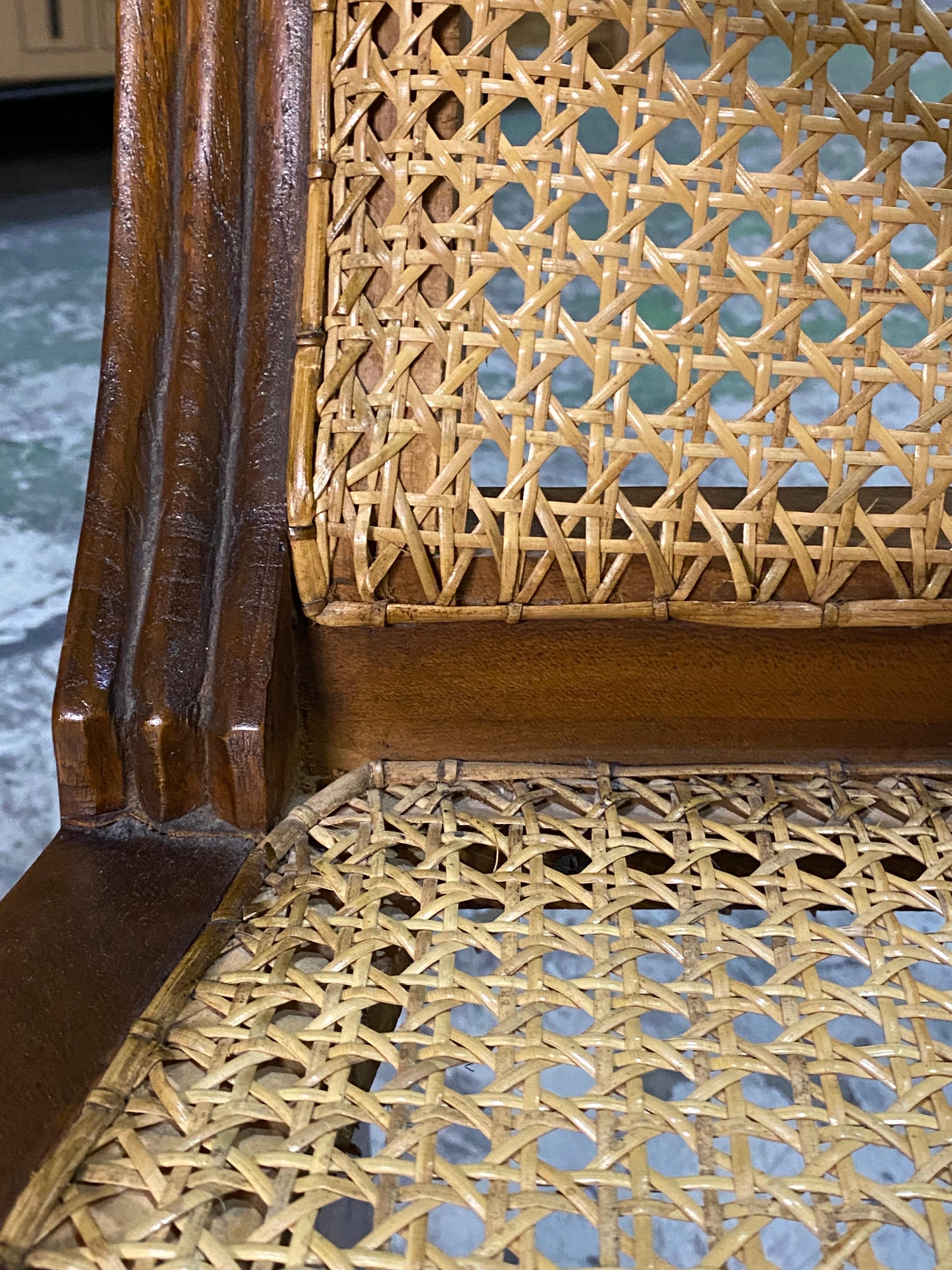 British Colonial Mahogany & Caned Armchair For Sale 7