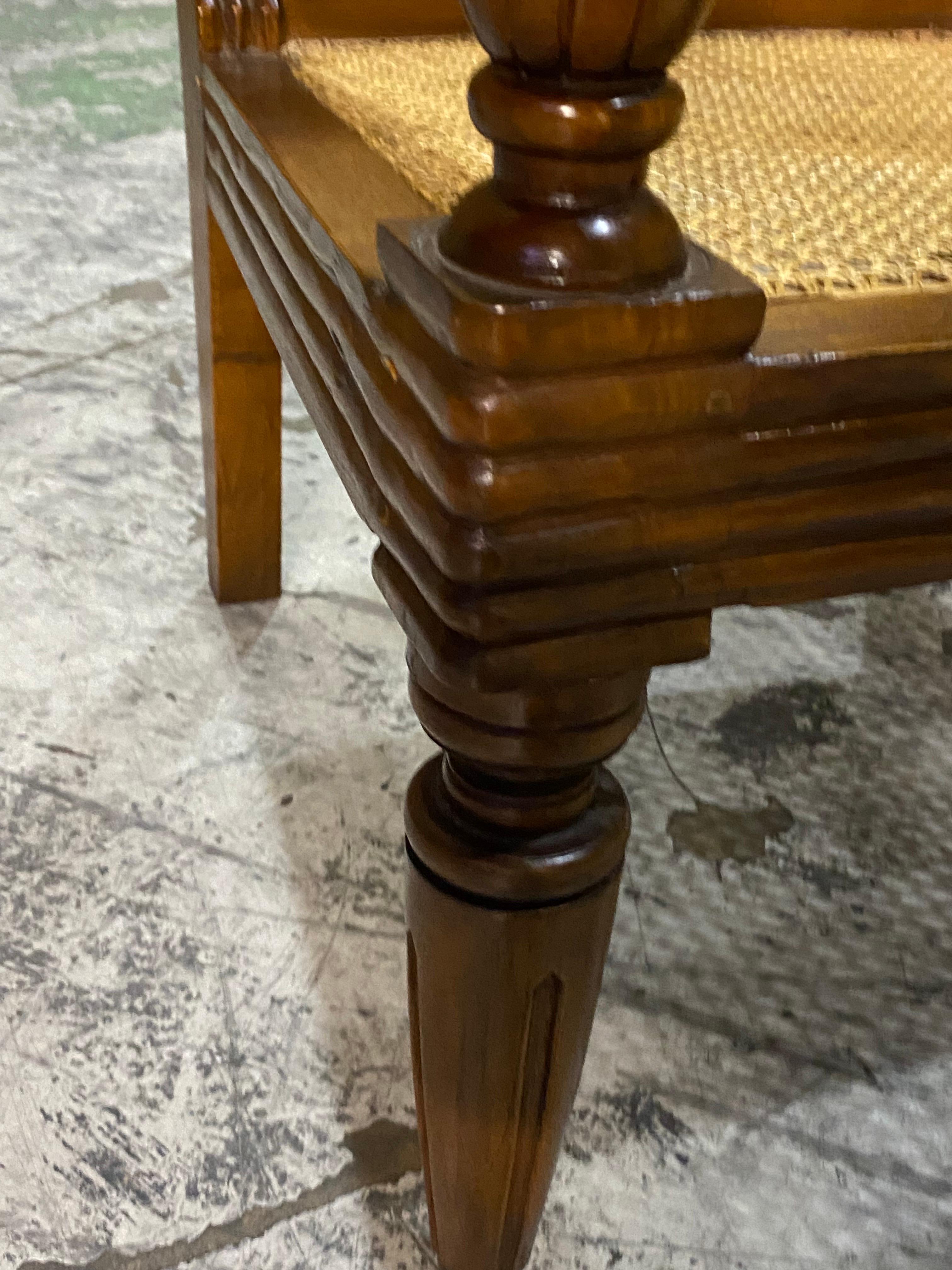 British Colonial Mahogany & Caned Armchair For Sale 11