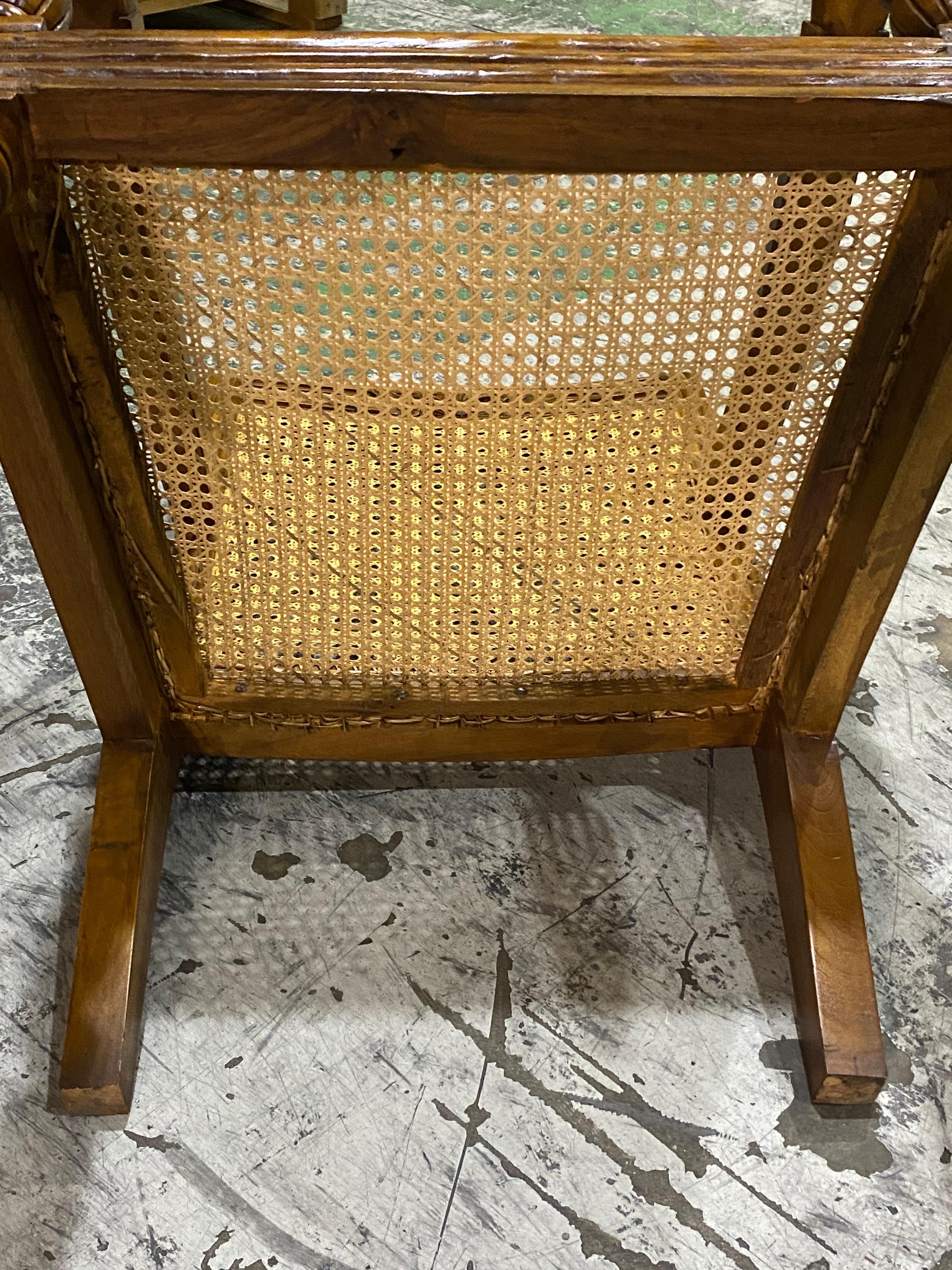 British Colonial Mahogany & Caned Armchair For Sale 15