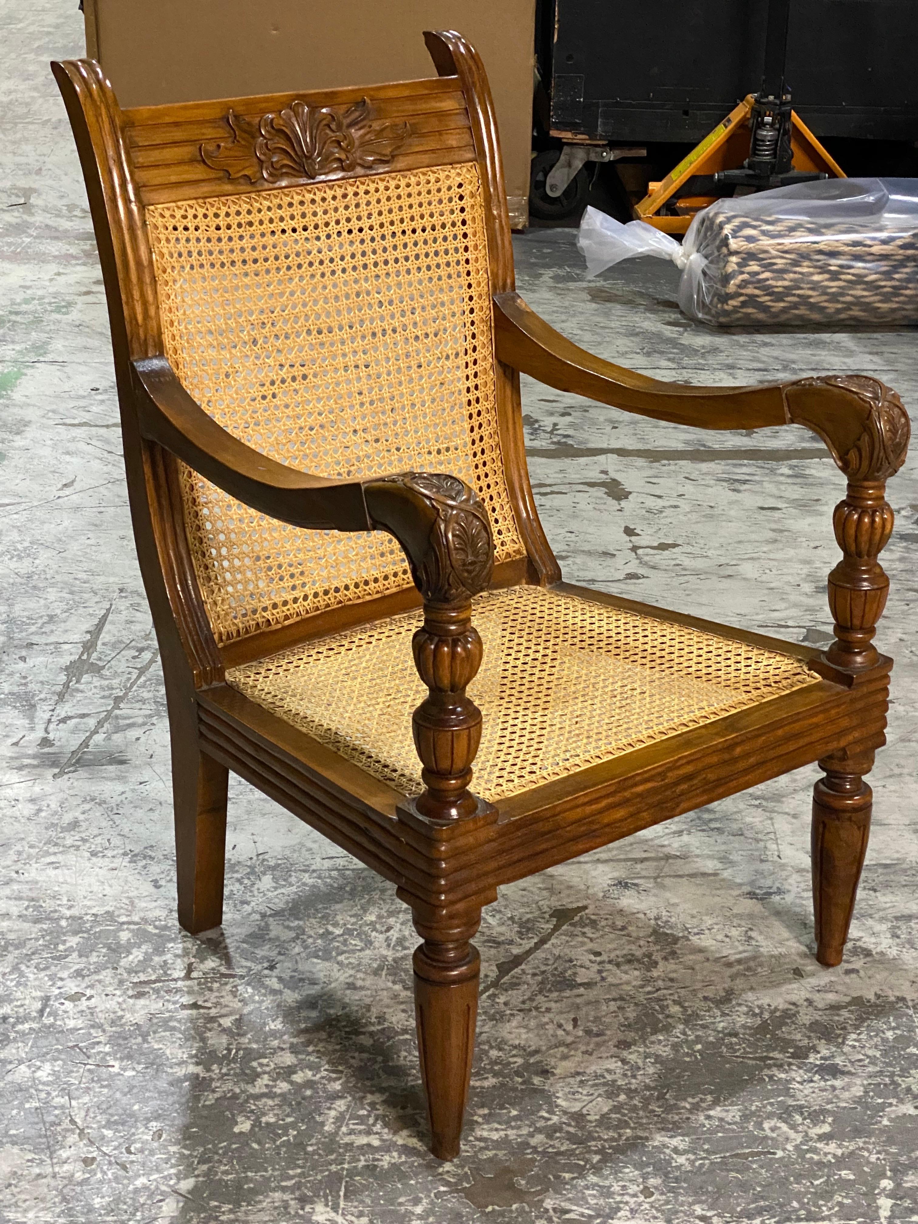 Unknown British Colonial Mahogany & Caned Armchair For Sale