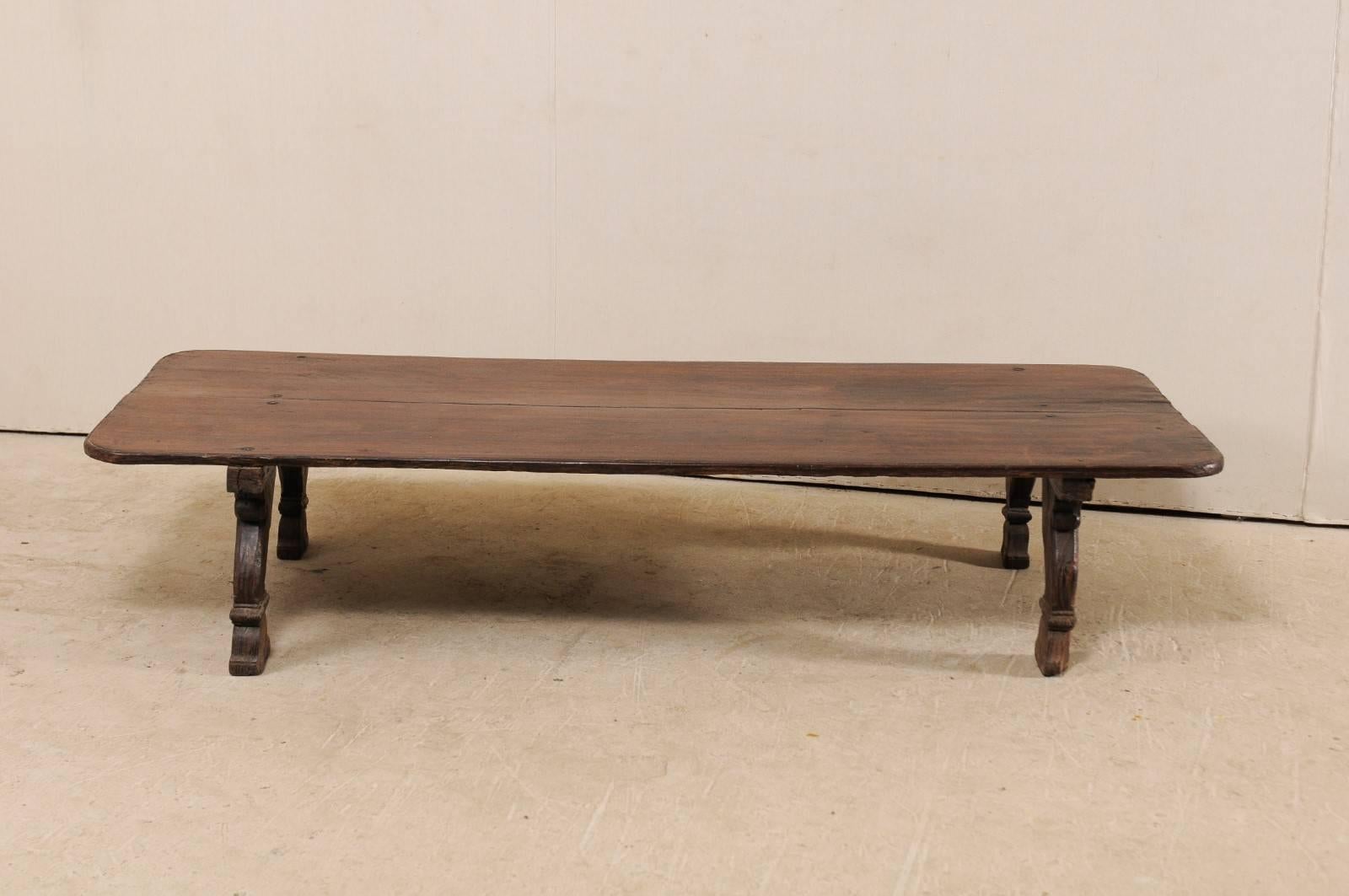 Indian British Colonial Midcentury, Rectangular Carved Wood Coffee Table