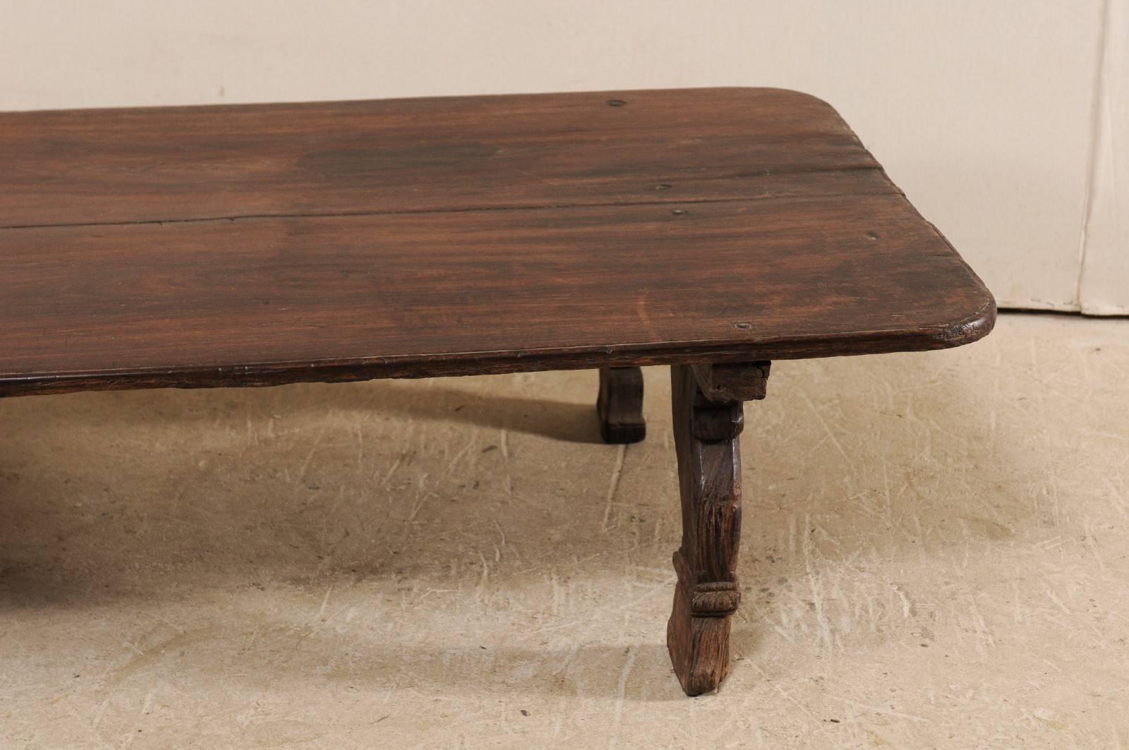20th Century British Colonial Midcentury, Rectangular Carved Wood Coffee Table