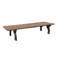 British Colonial Midcentury, Rectangular Carved Wood Coffee Table