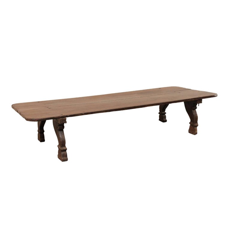 British Colonial Midcentury, Rectangular Carved Wood Coffee Table at 1stDibs