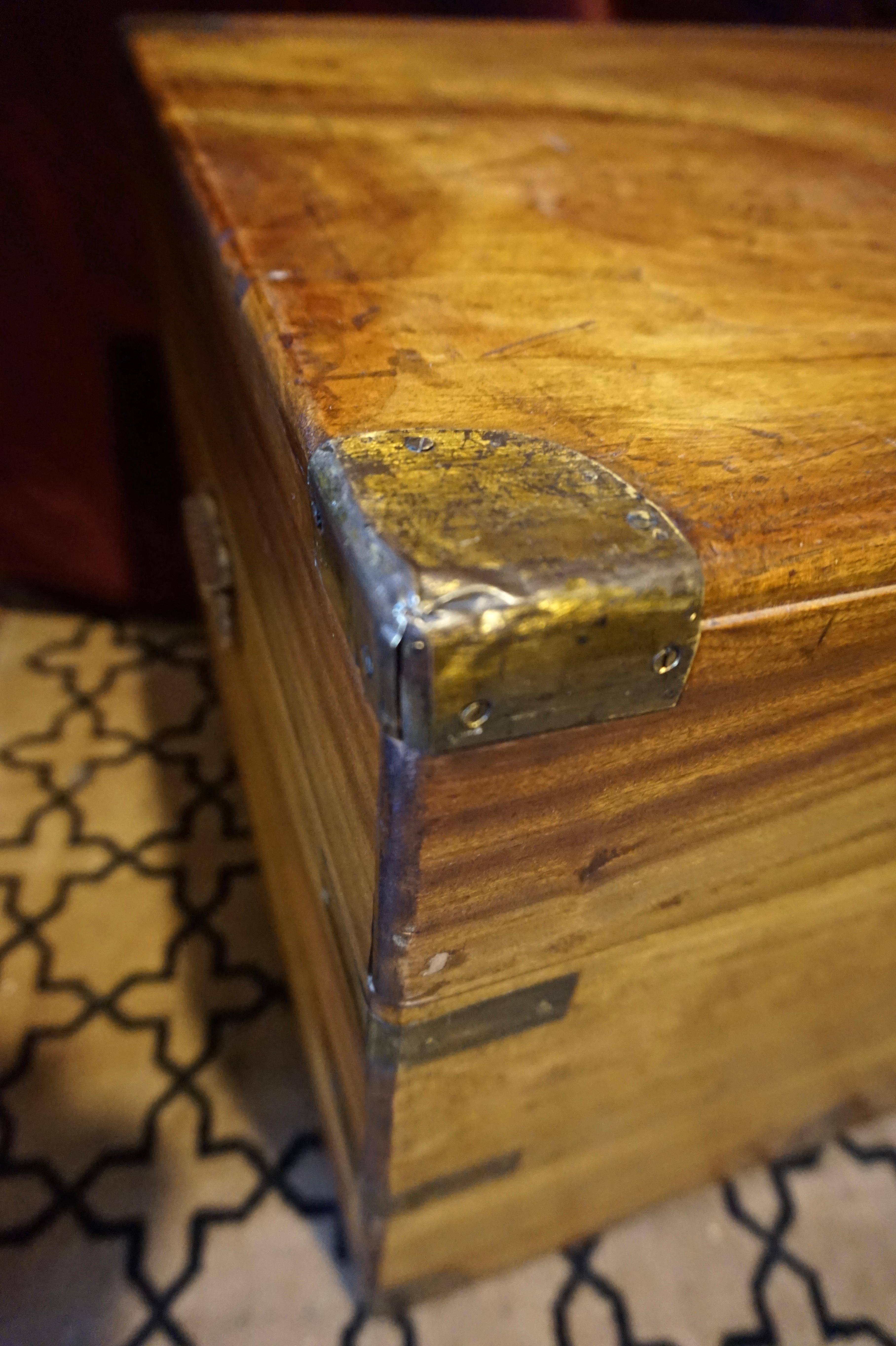Late 19th Century British Colonial Military Campaign Camphor Wood Chest with Brass Hardware