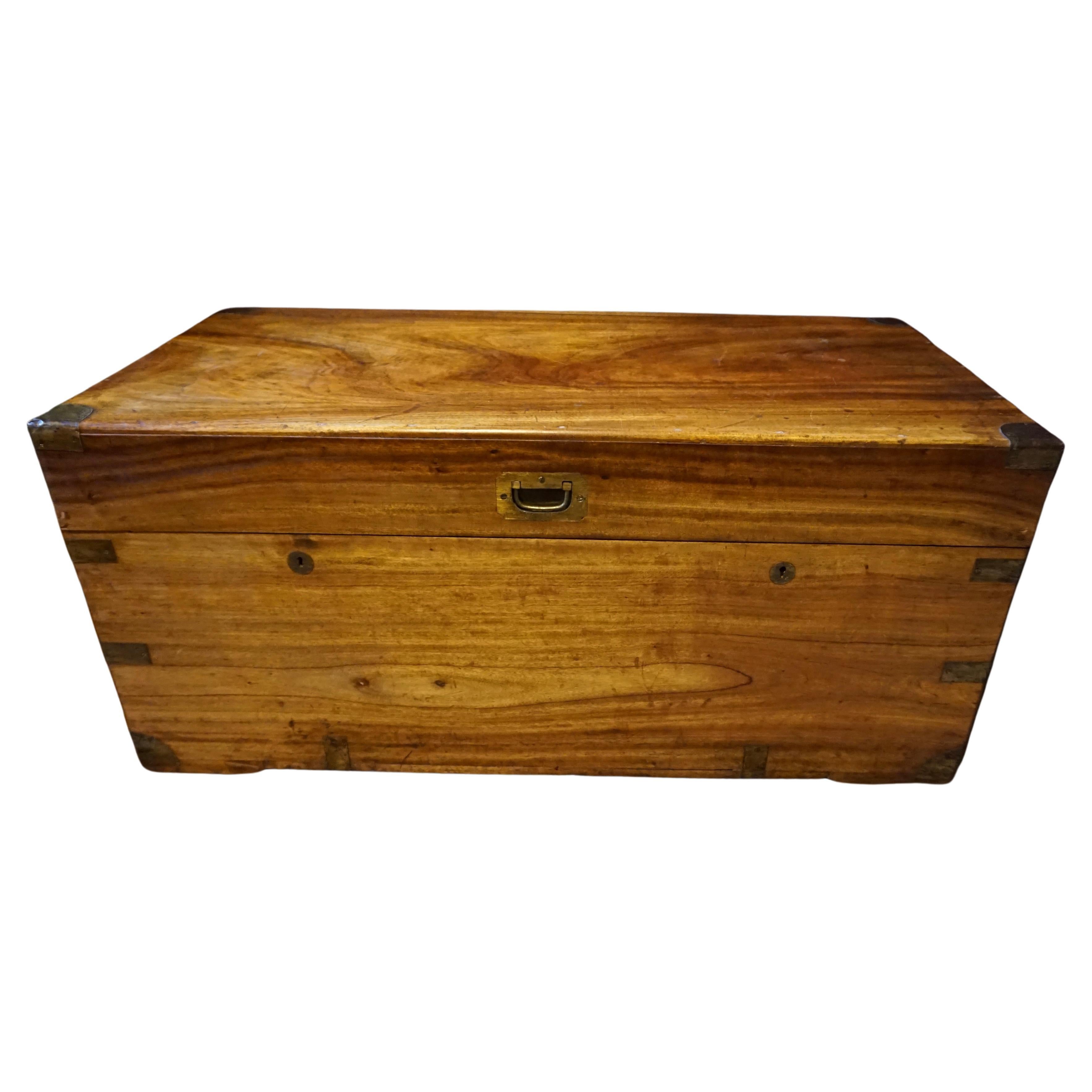 British Colonial Military Campaign Camphor Wood Chest with Brass Hardware