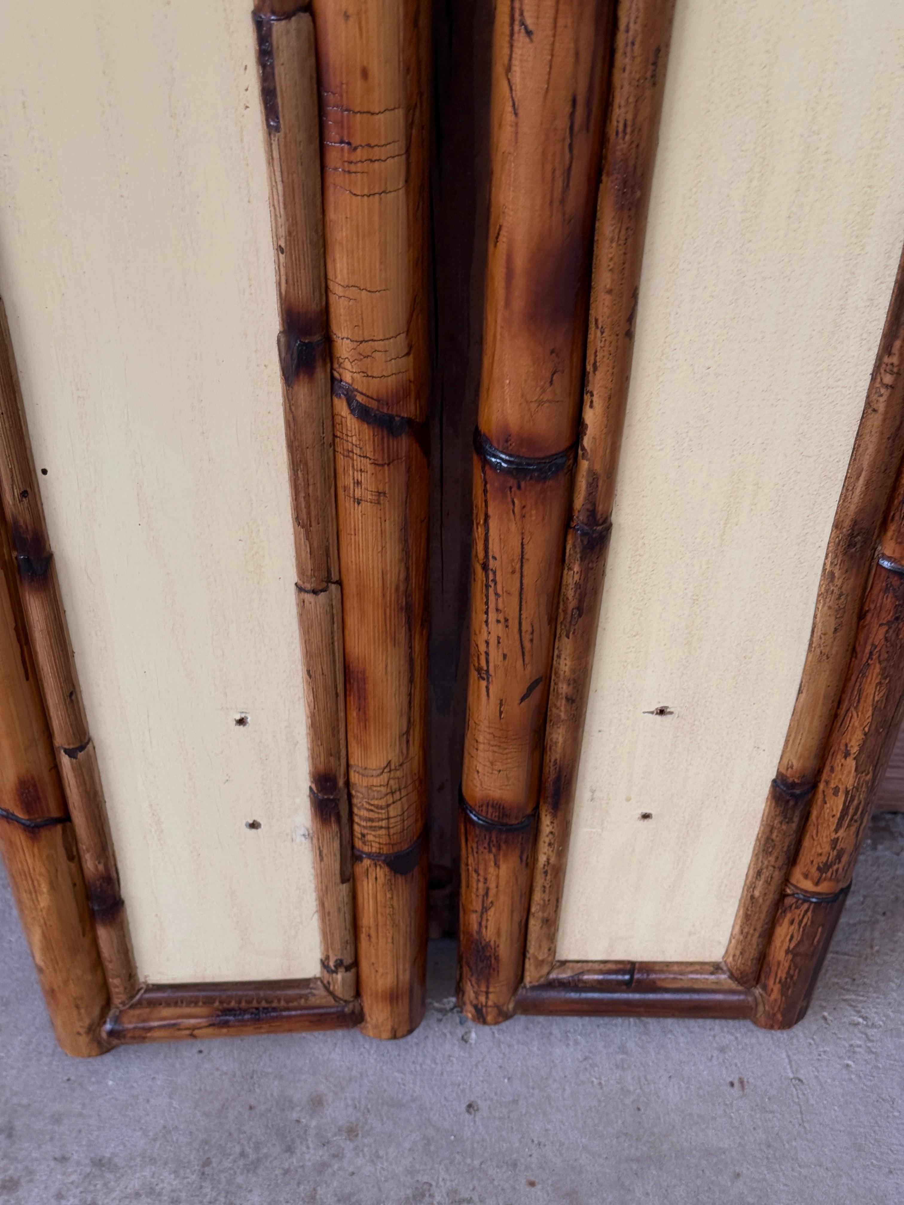 British Colonial Refinished Rattan Coastal Palm Tree Twin Headboards-Pair 9