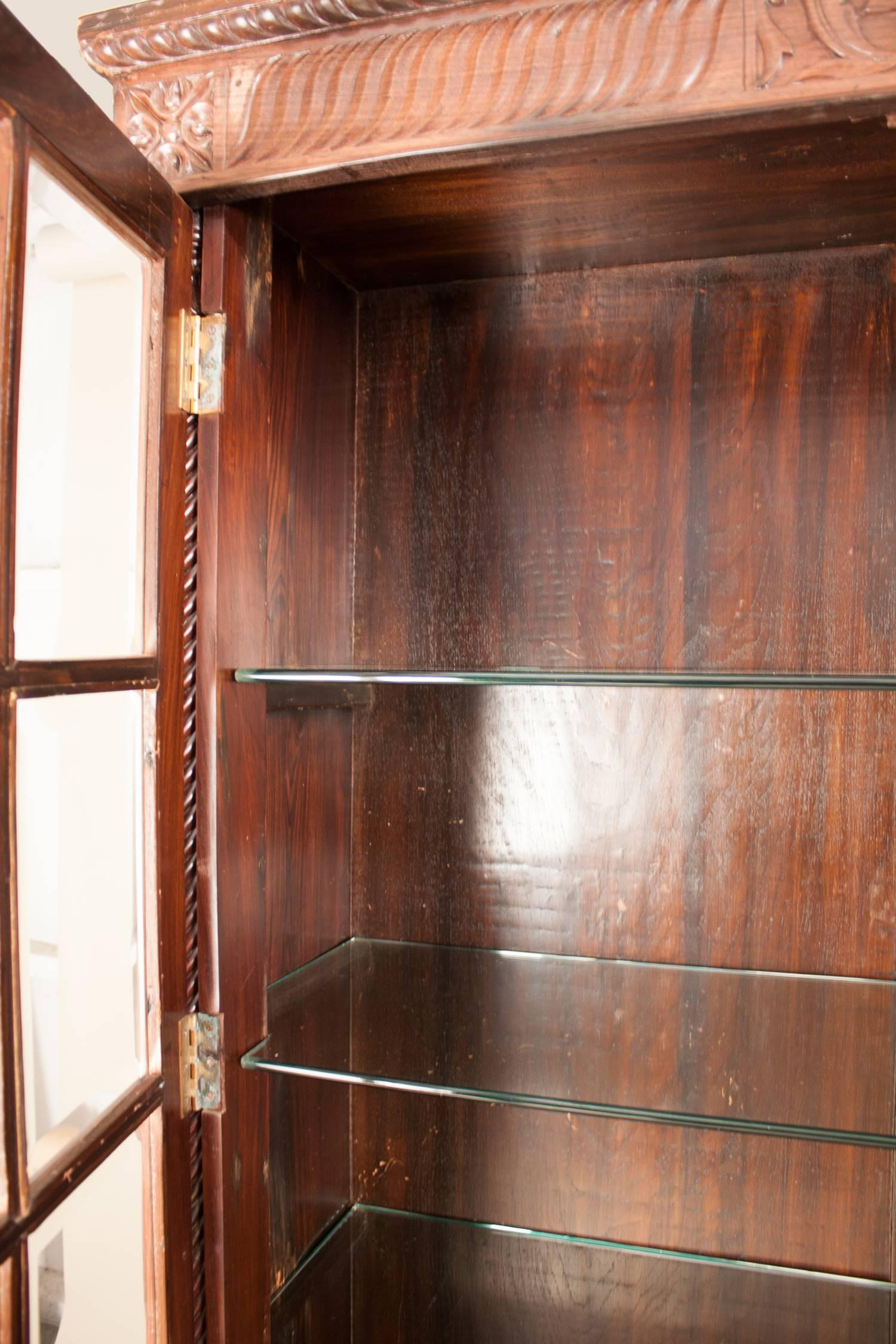 British Colonial Rosewood Cabinet with Glass Doors  4