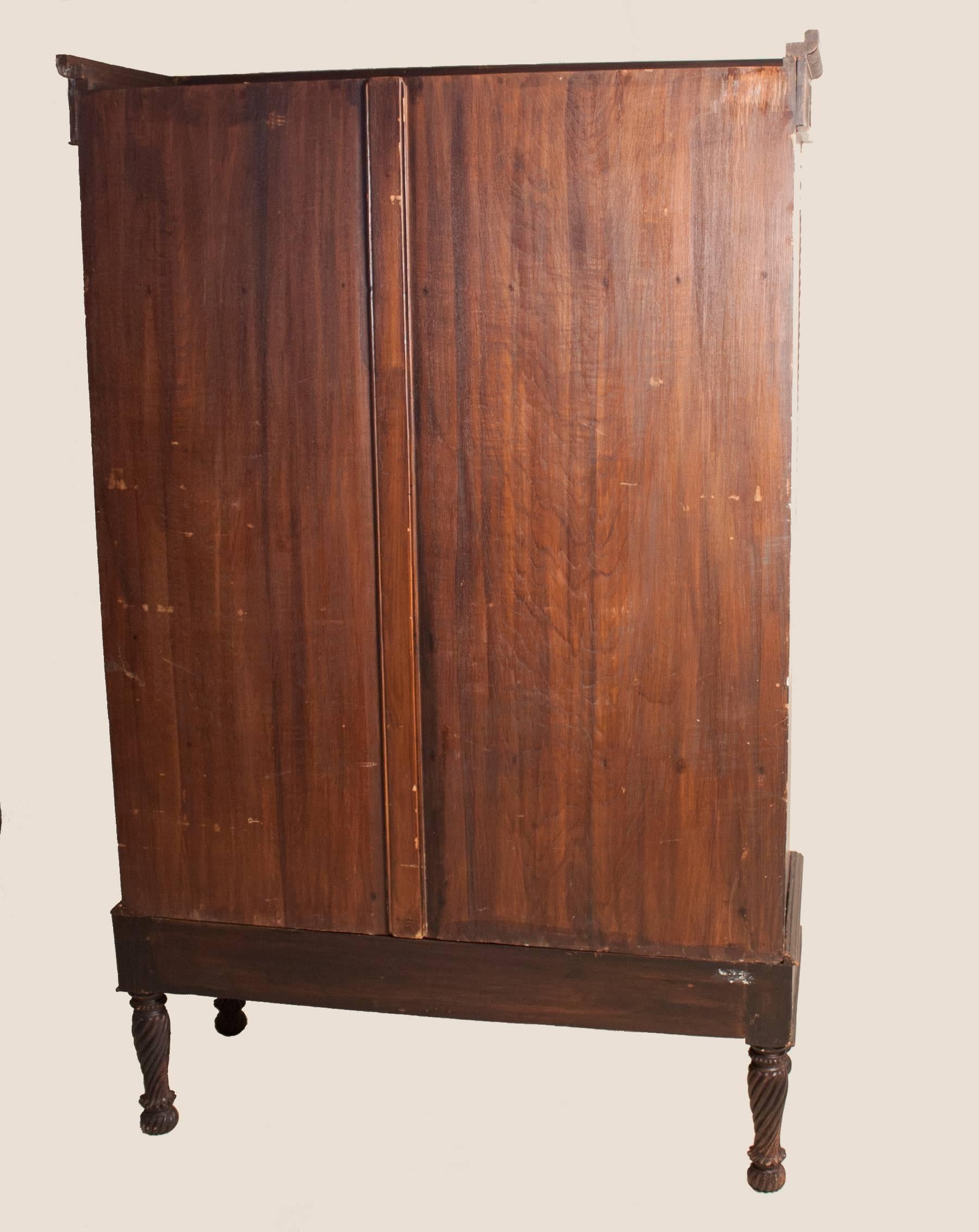 British Colonial Rosewood Cabinet with Glass Doors  5